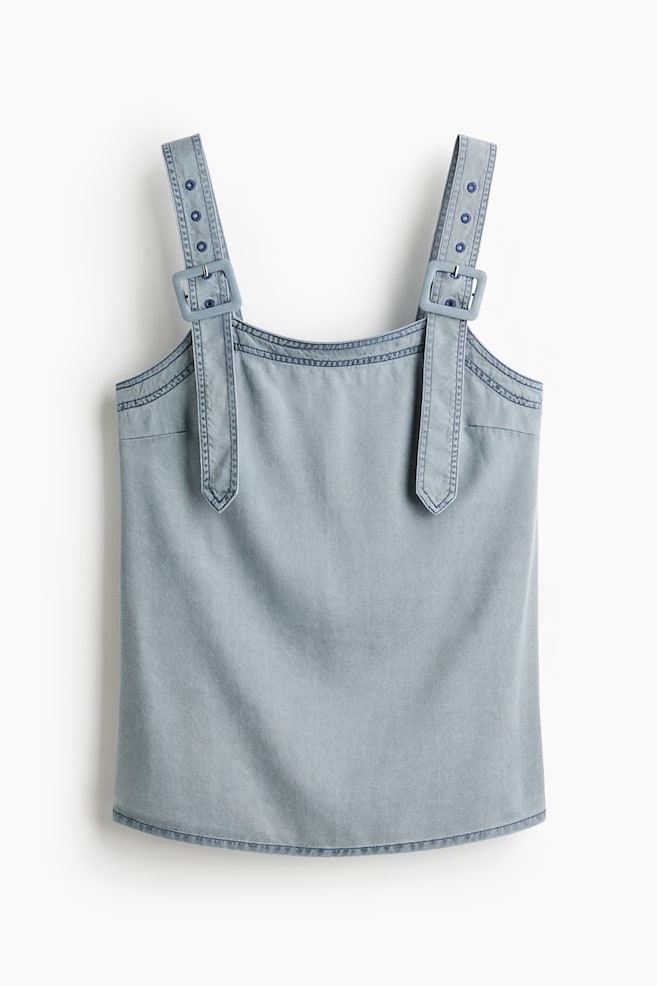 Buckle-detail denim top - Light denim blue - 1