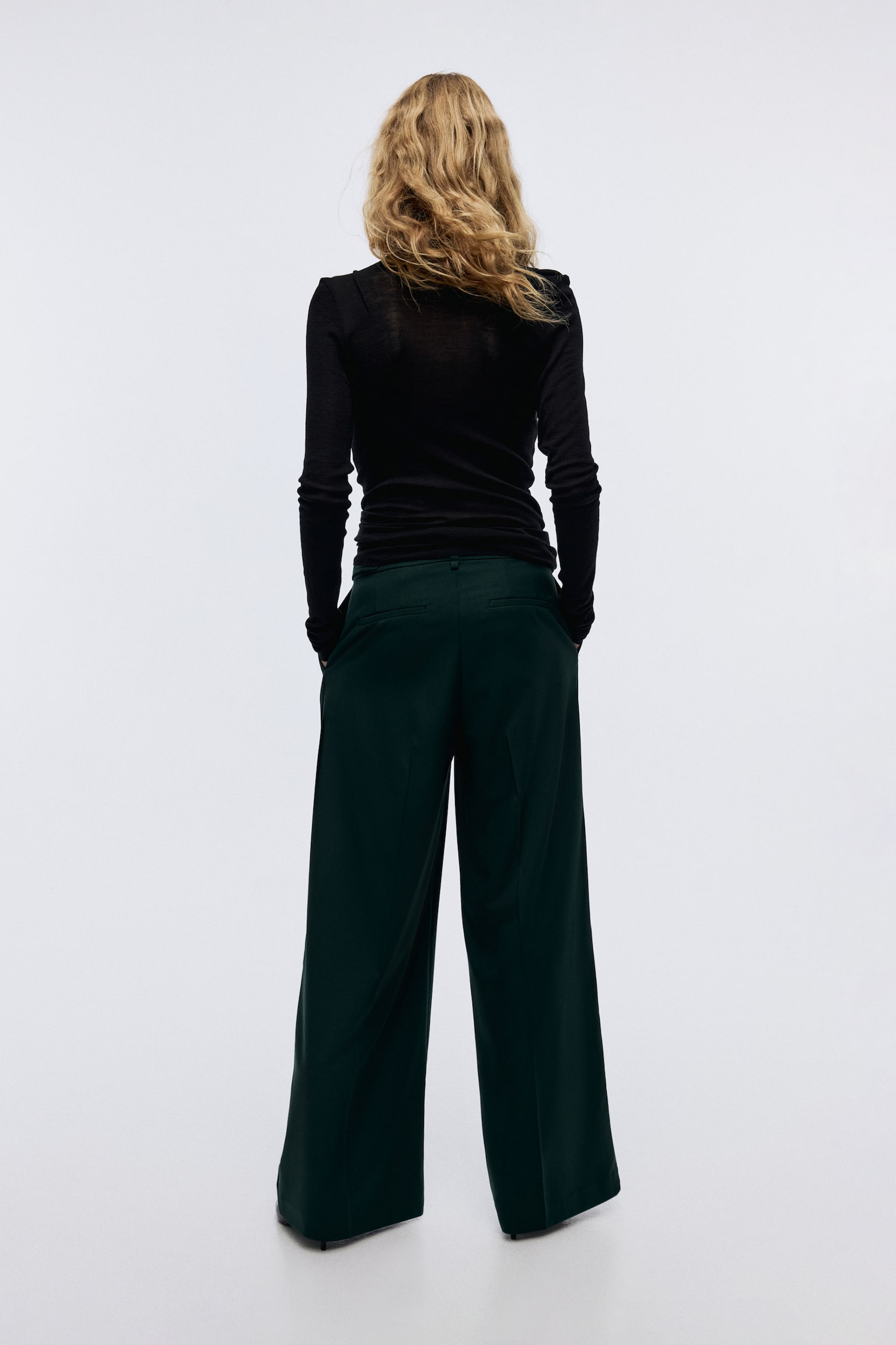 Wide tailored trousers - Dark green - 4