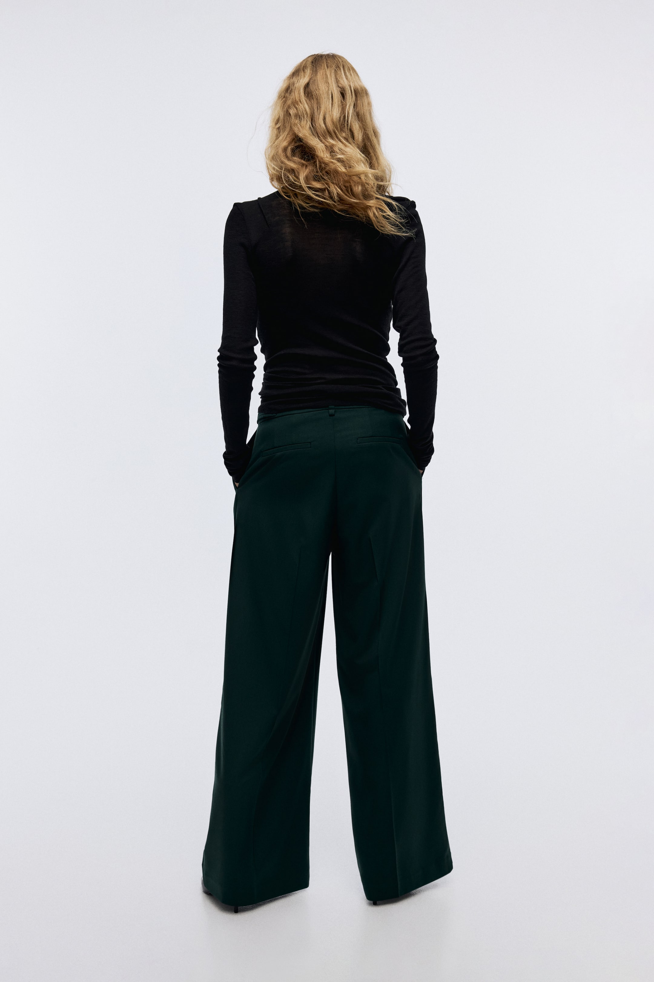 View larger image: Wide-Leg Dress Pants - Dark green - Ladies | H&M US 3