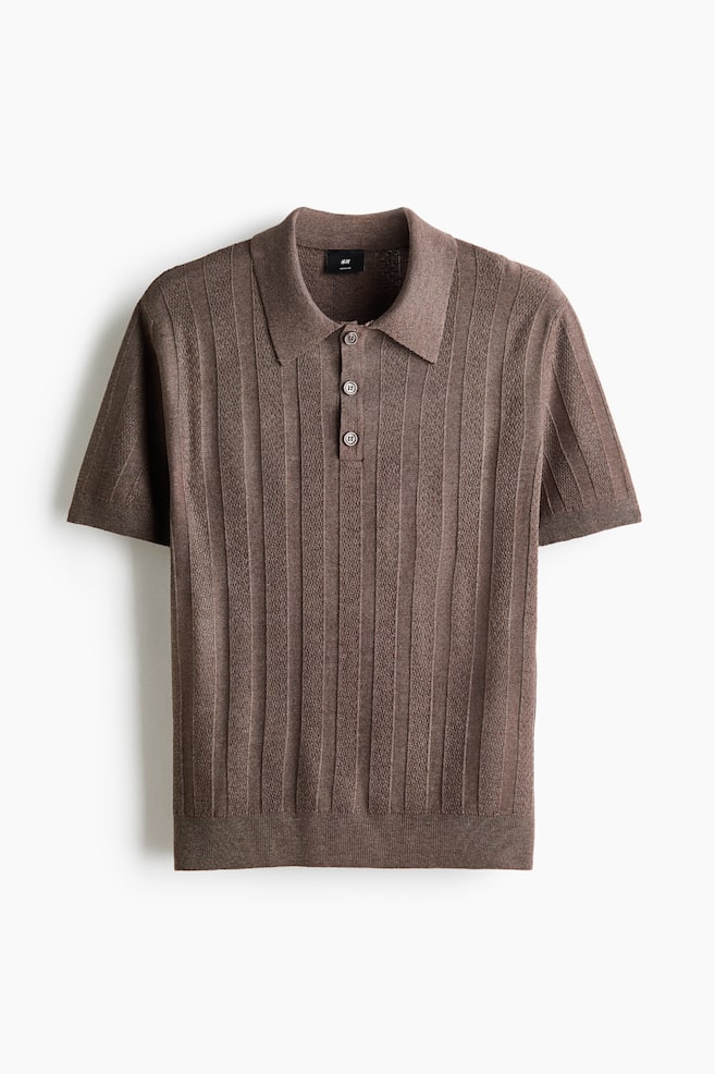 Polo in maglia strutturata Regular Fit - Talpa scuro/Crema/Blu petrolio polvere - 1