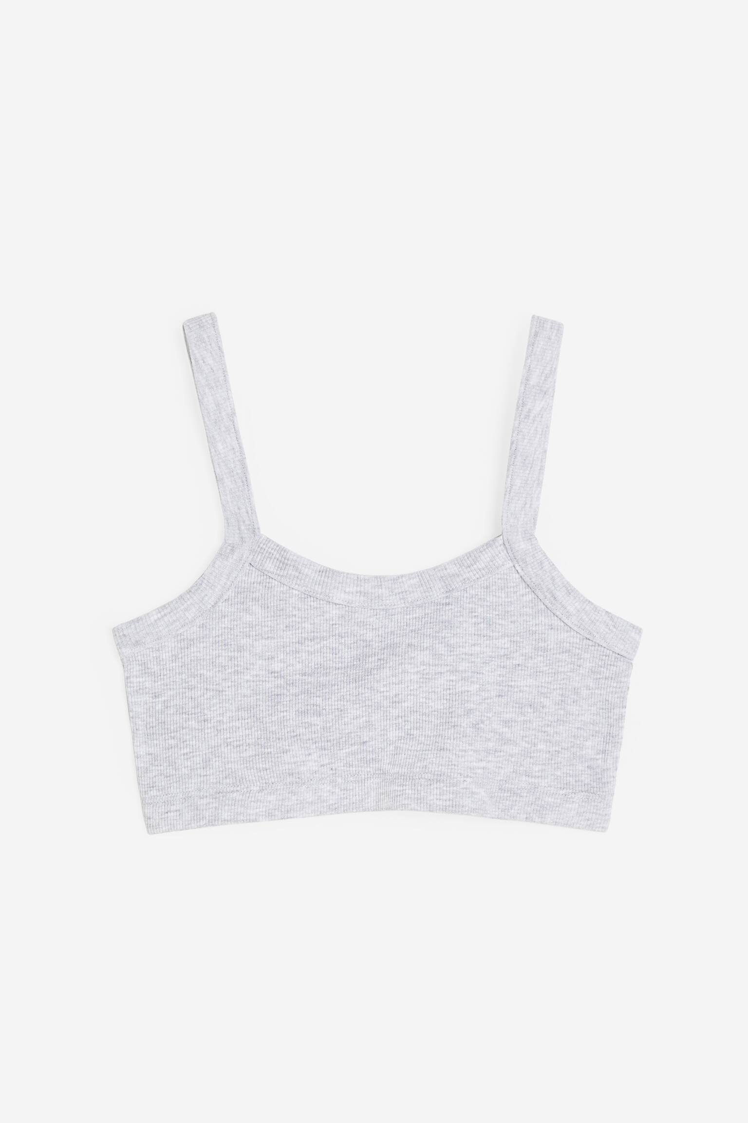 Rib Jersey Top - Light grey marle/White - 1