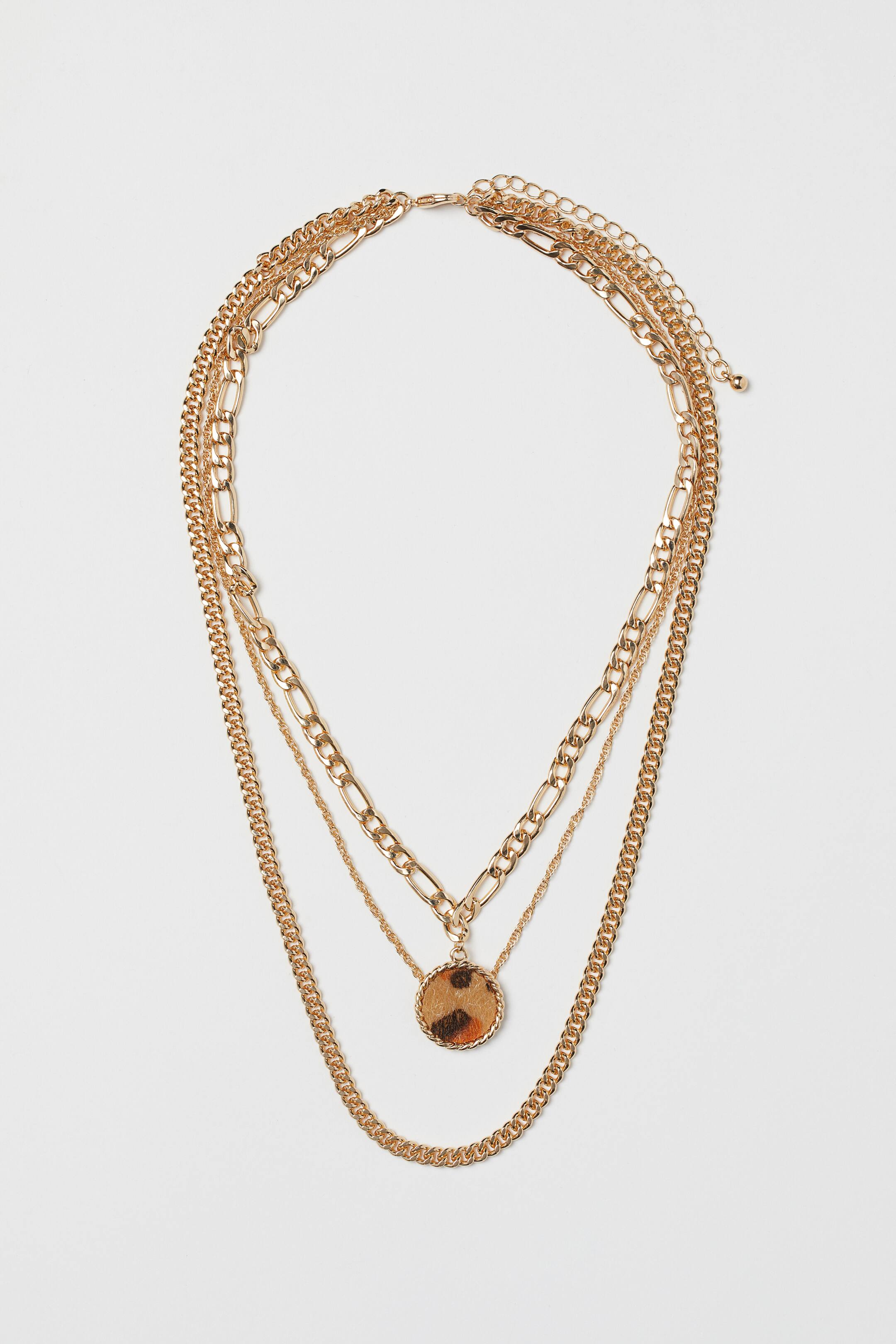 View larger image: Three-strand necklace - Gold-coloured/Leopard print - Ladies | H&M 1