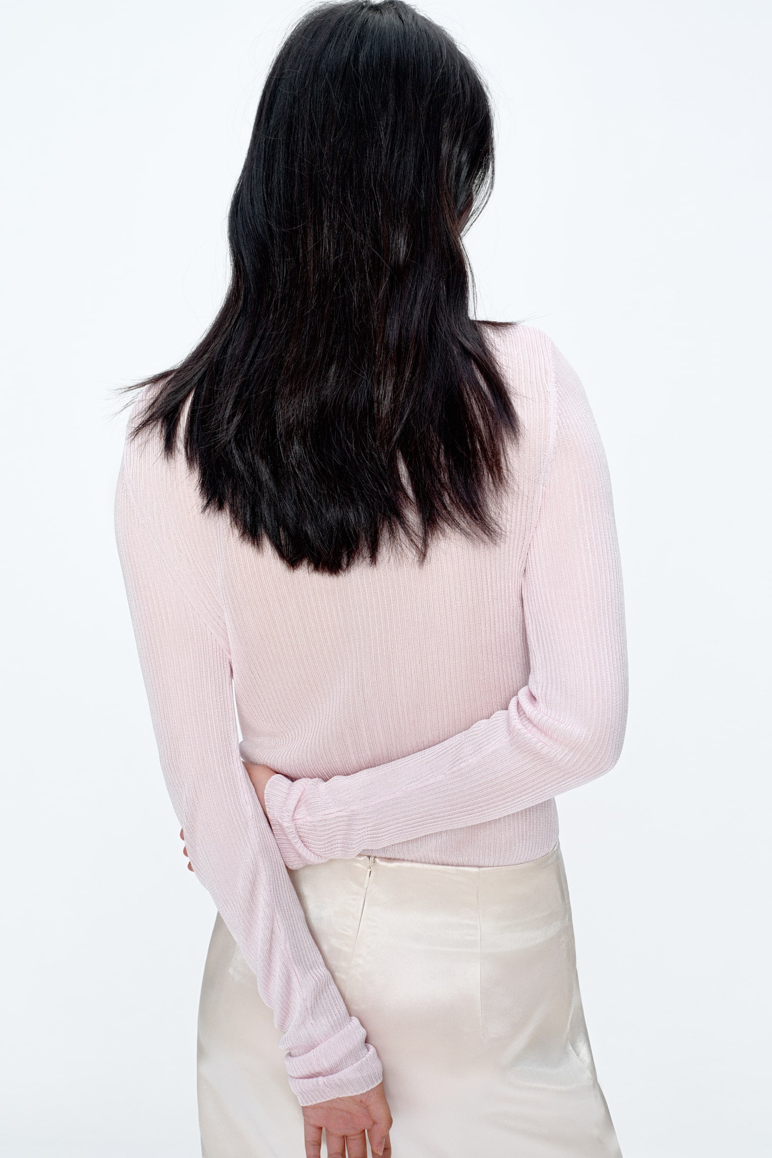 Rib-knit top - Light pink/Light grey/Black - 5