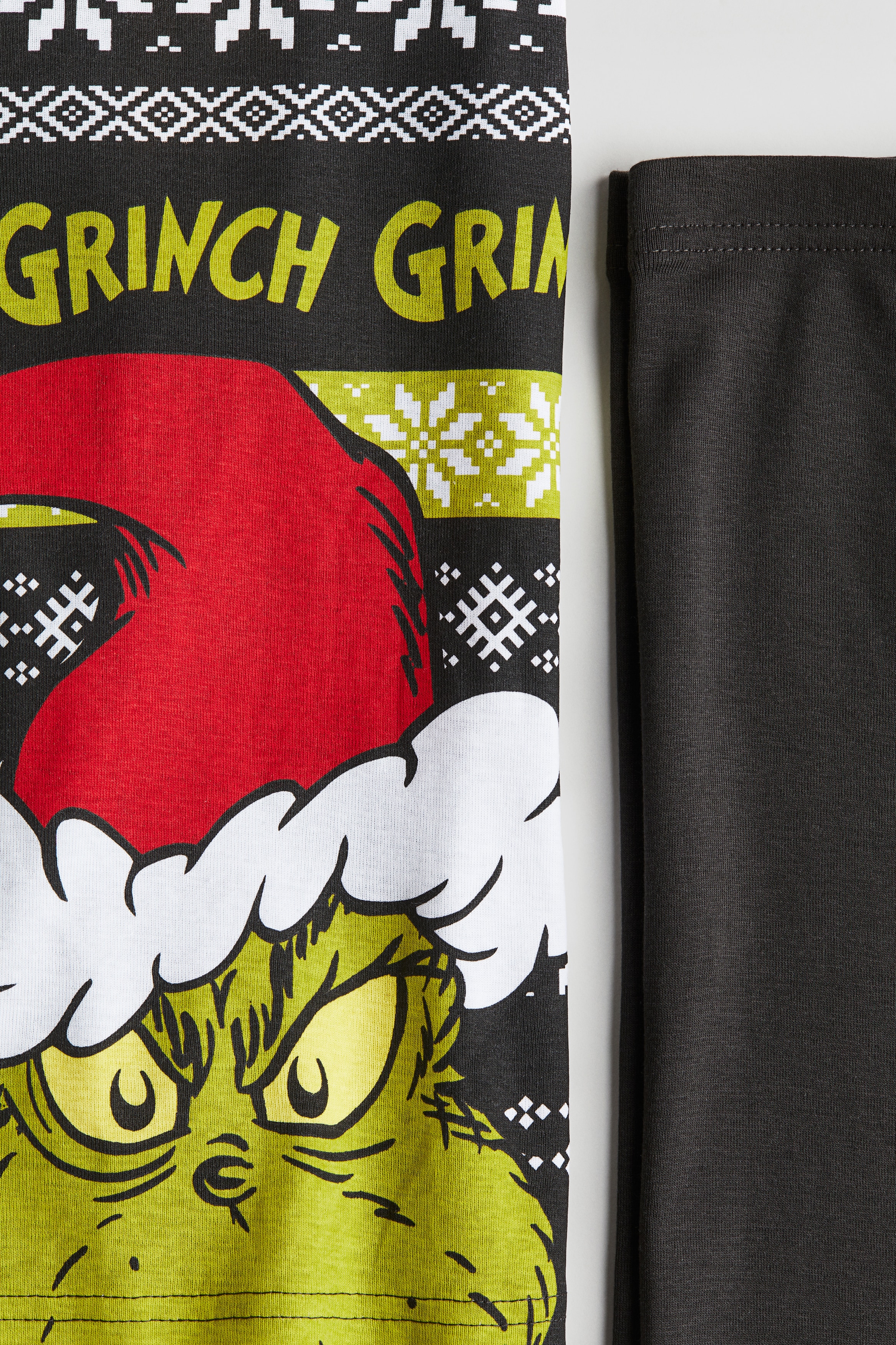 Grinch Dressing Gown Primark Printed Cotton Pajamas Dark Gray