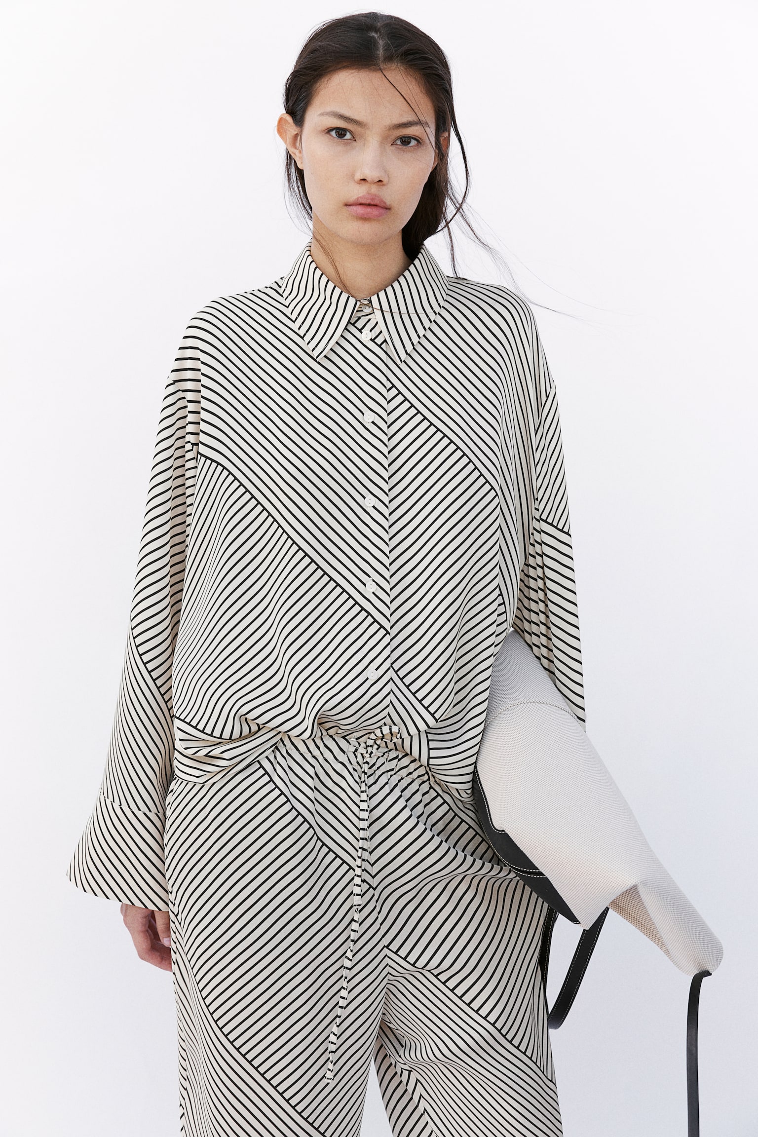 Pattern Satin Shirt - Cream/Stripe/Burgundy/Pattern - 7