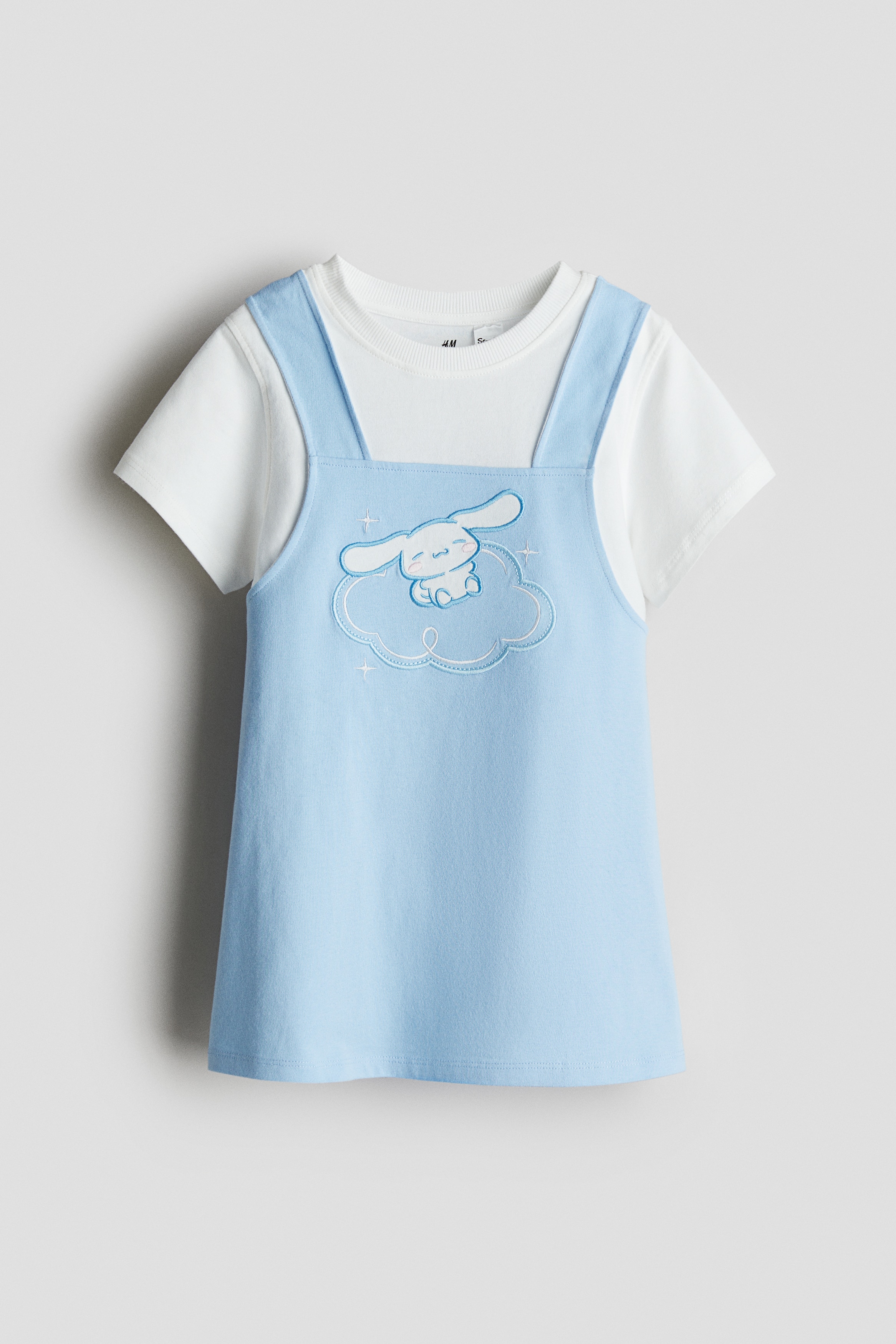 Motif-detail cotton dress - Light blue/Cinnamoroll/Lilac/Kuromi/Black/Kuromi