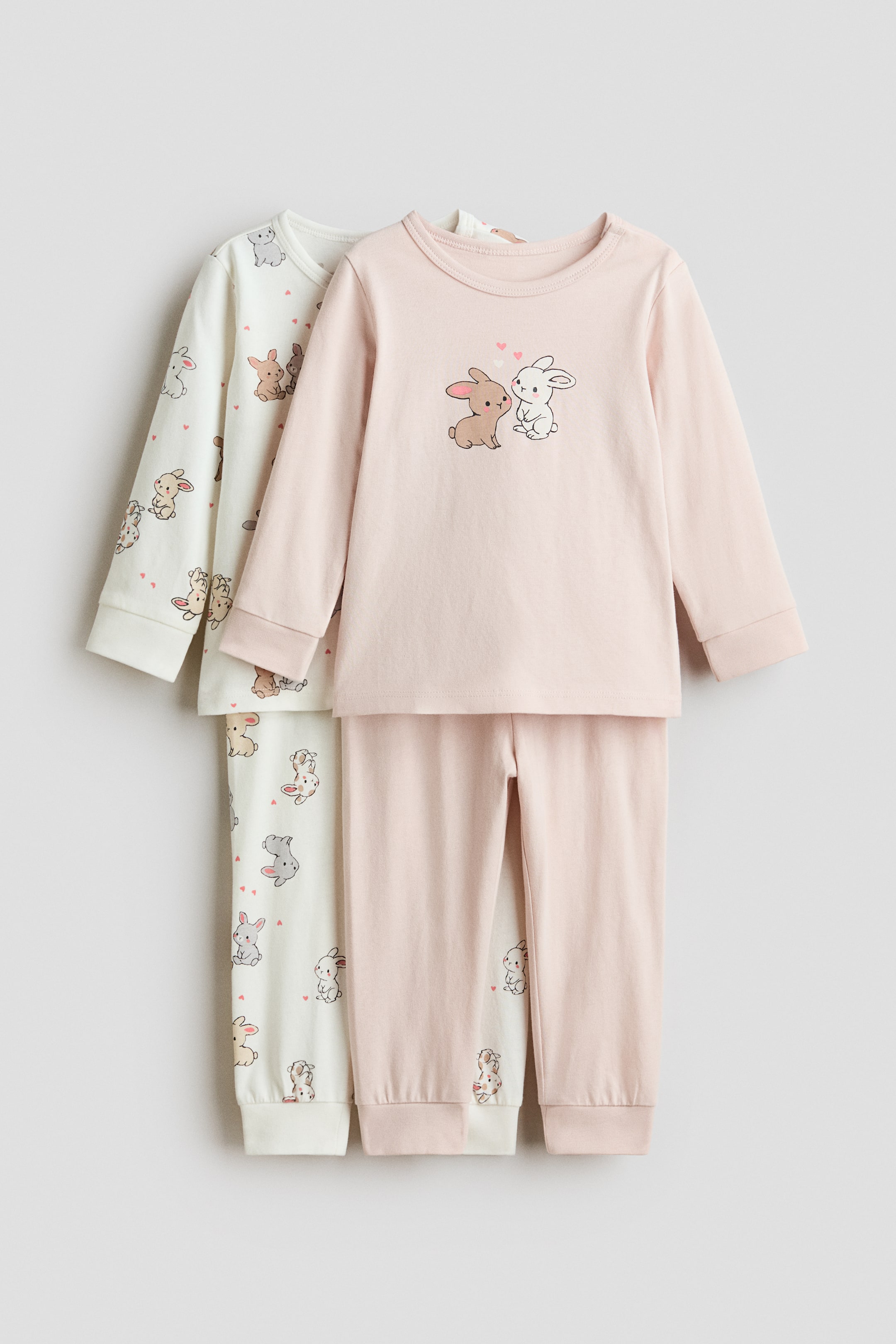 Visualizza immagine più grande: Pigiami in cotone con stampa, 2 pz - Rosa chiaro/coniglietti - BAMBINO | H&M IT 1