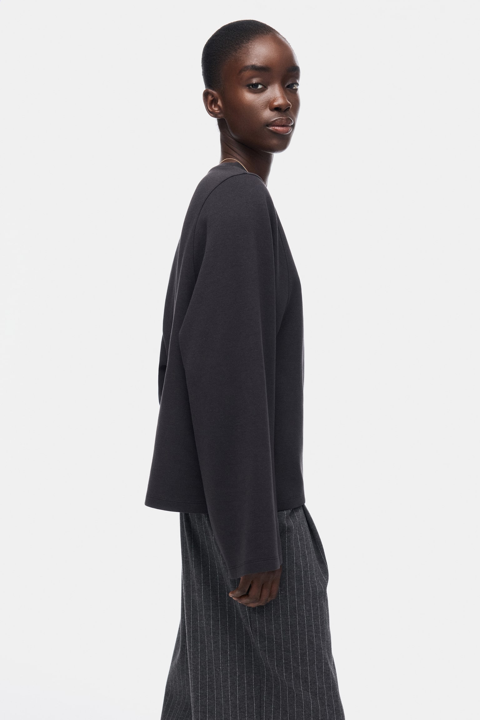 Oversized interlock top - Dark grey/Dark brown/Light greige - 4