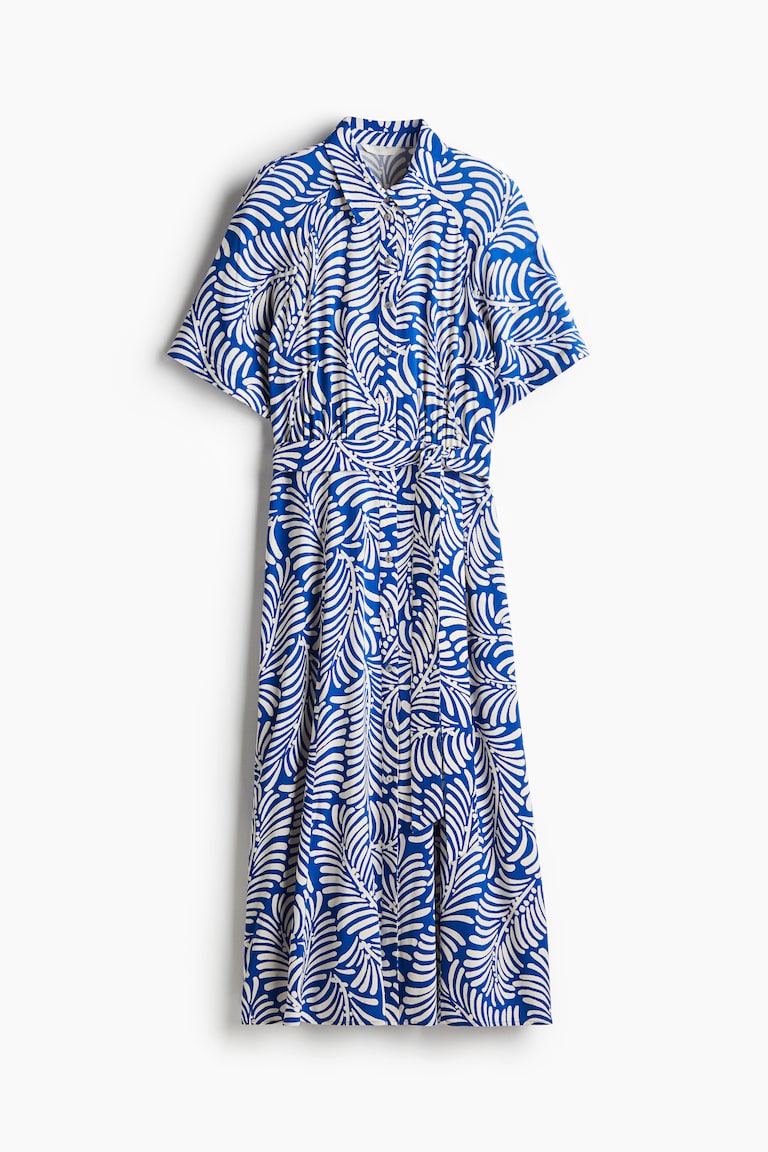 Women's Black/floral Tie-belt Shirt Dress