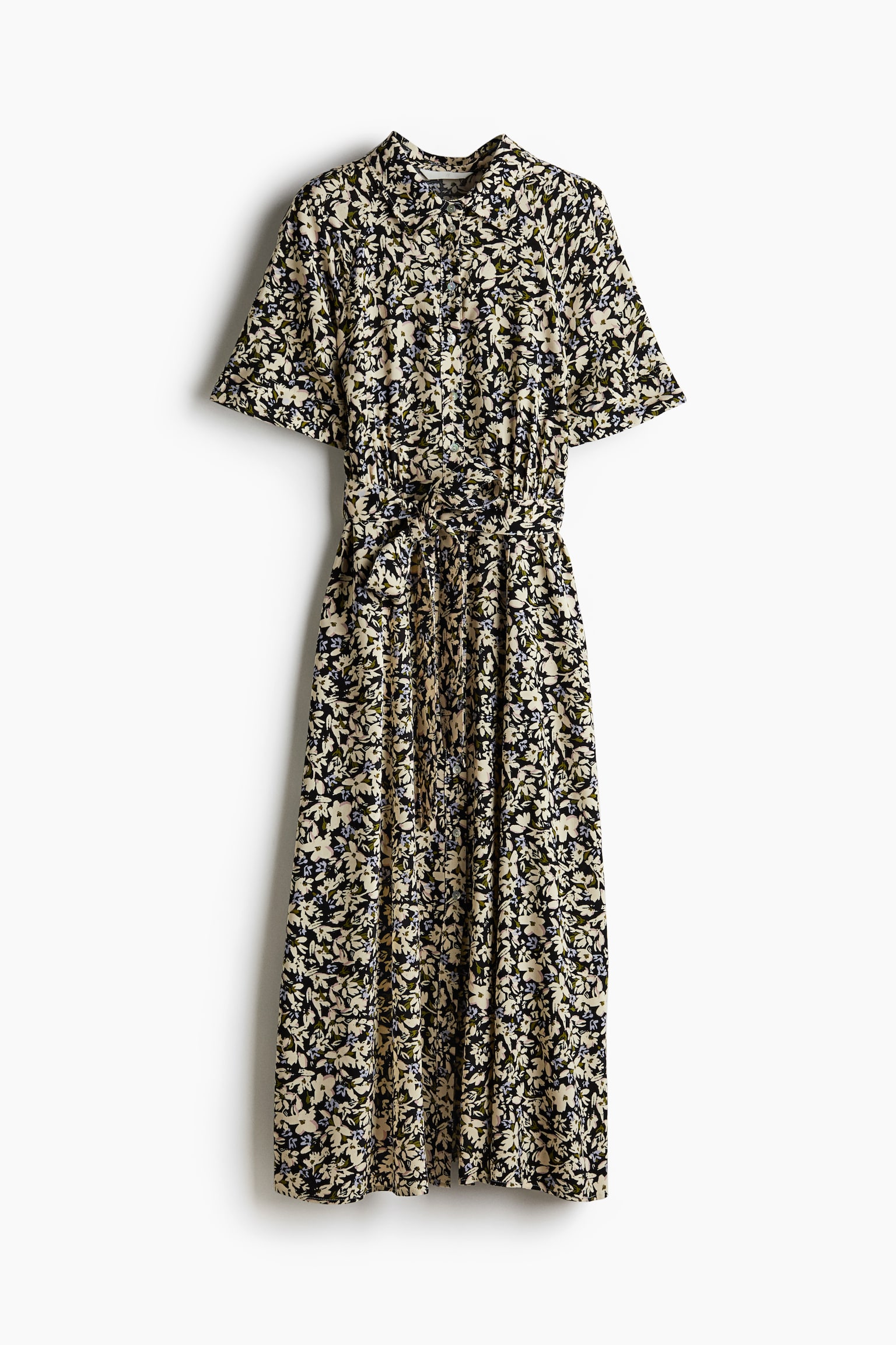 Tie-belt shirt dress - Black/Floral/White/Blue floral/Dark khaki green/Black/Black/Beige/Leopard print/Light beige/Red floral/Green/Patterned/Black/Patterned/Blue/Patterned - 2