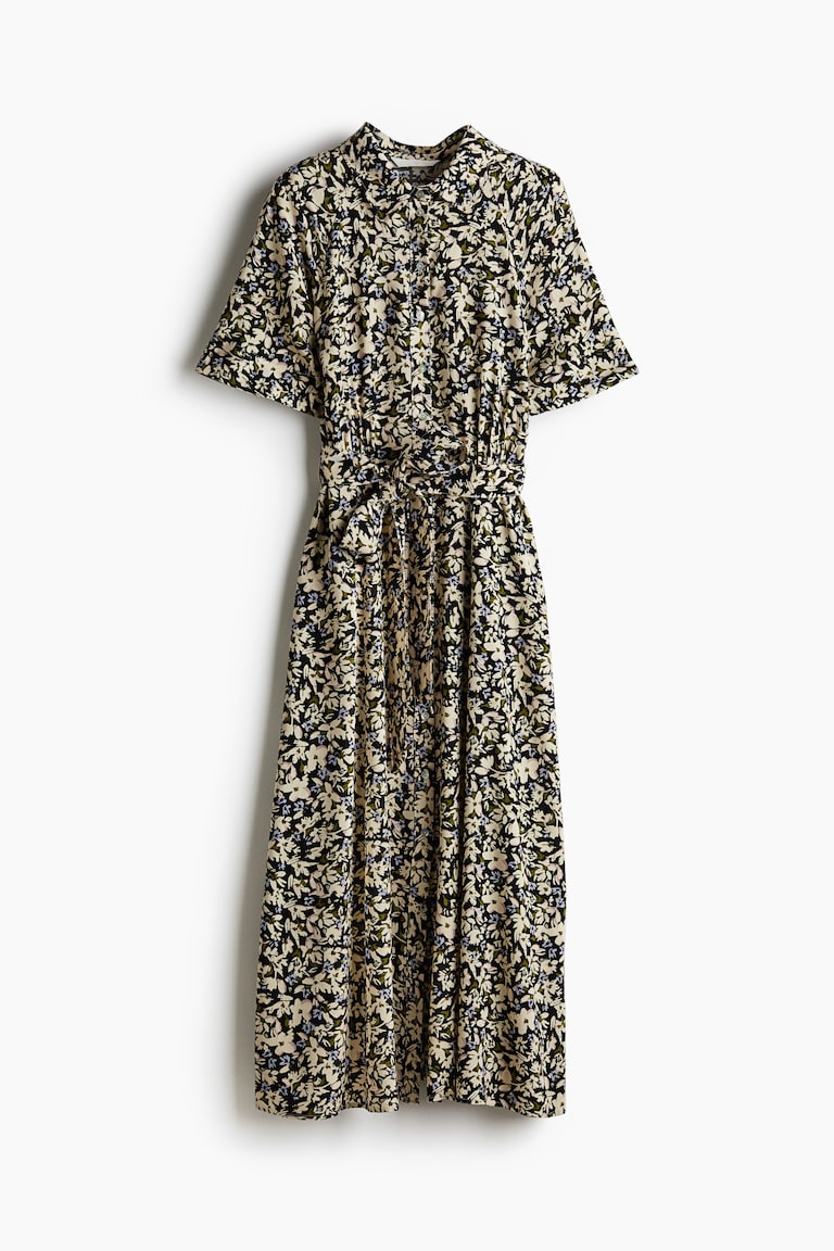 princess polly baby blue dress Women's Dark brown/polka dot Tie-belt Shirt Dress