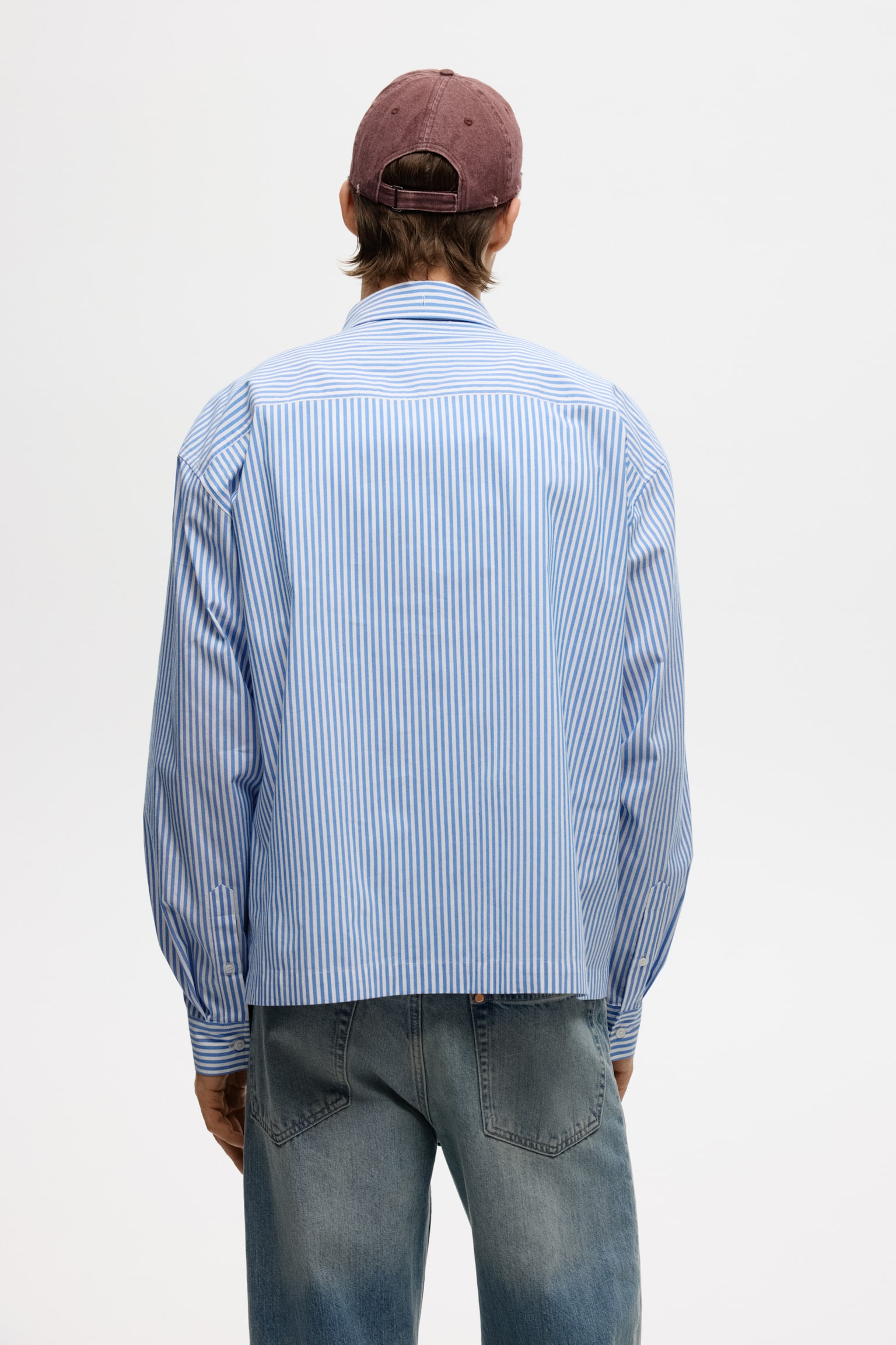 Relaxed Fit Cotton shirt - Light blue/Striped/Light blue/Striped - 3