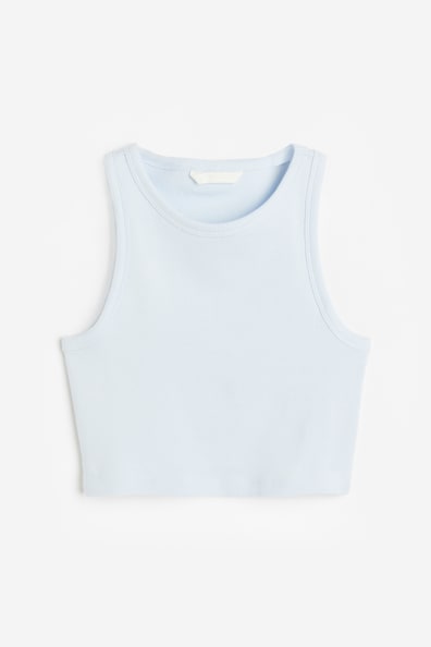 Crop Tank Top - Sleeveless - Crop - Light blue - Ladies | H&M US