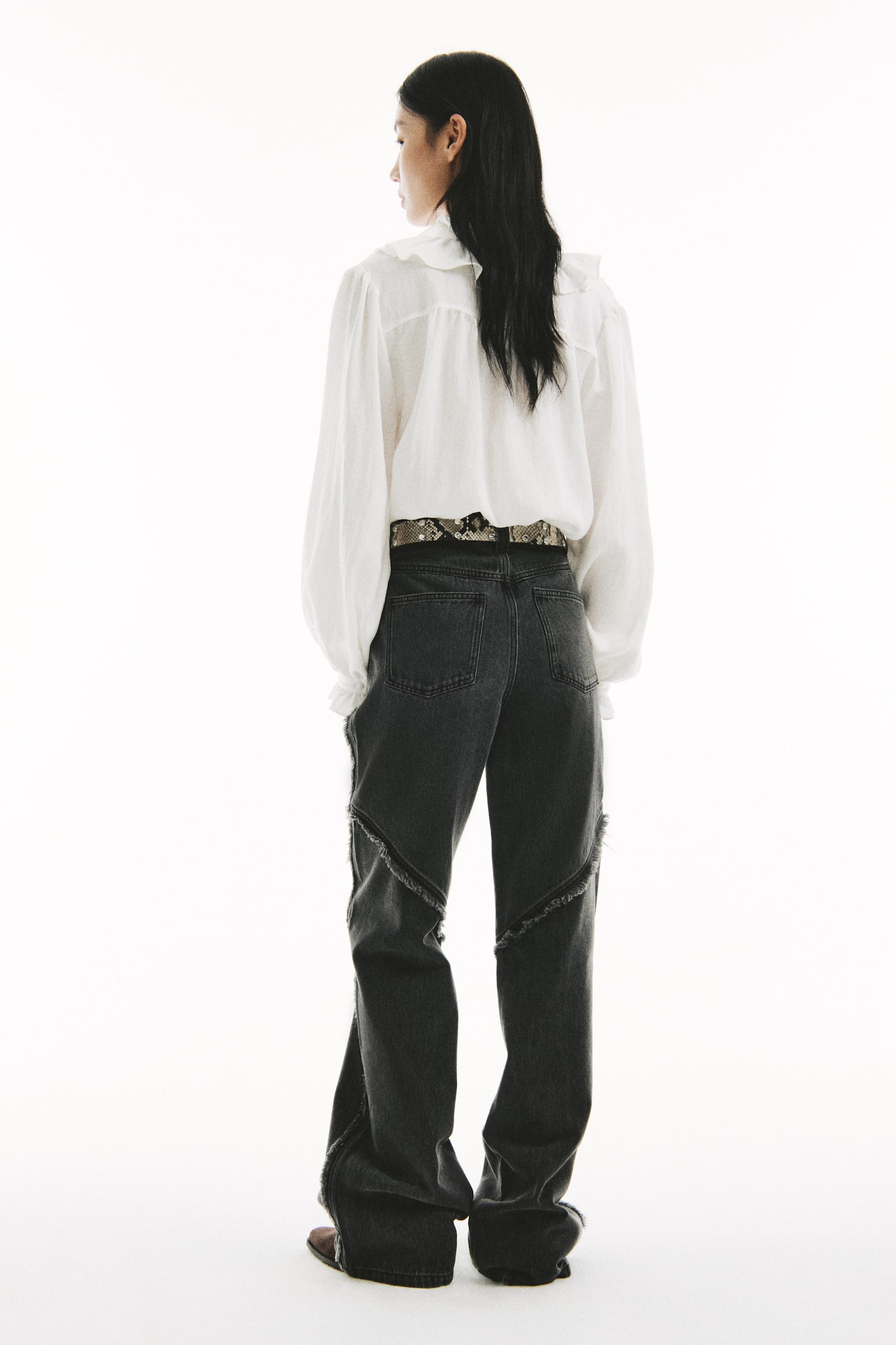 フレイドトリムデニム - デニムグレー/パウダーピンク - 4