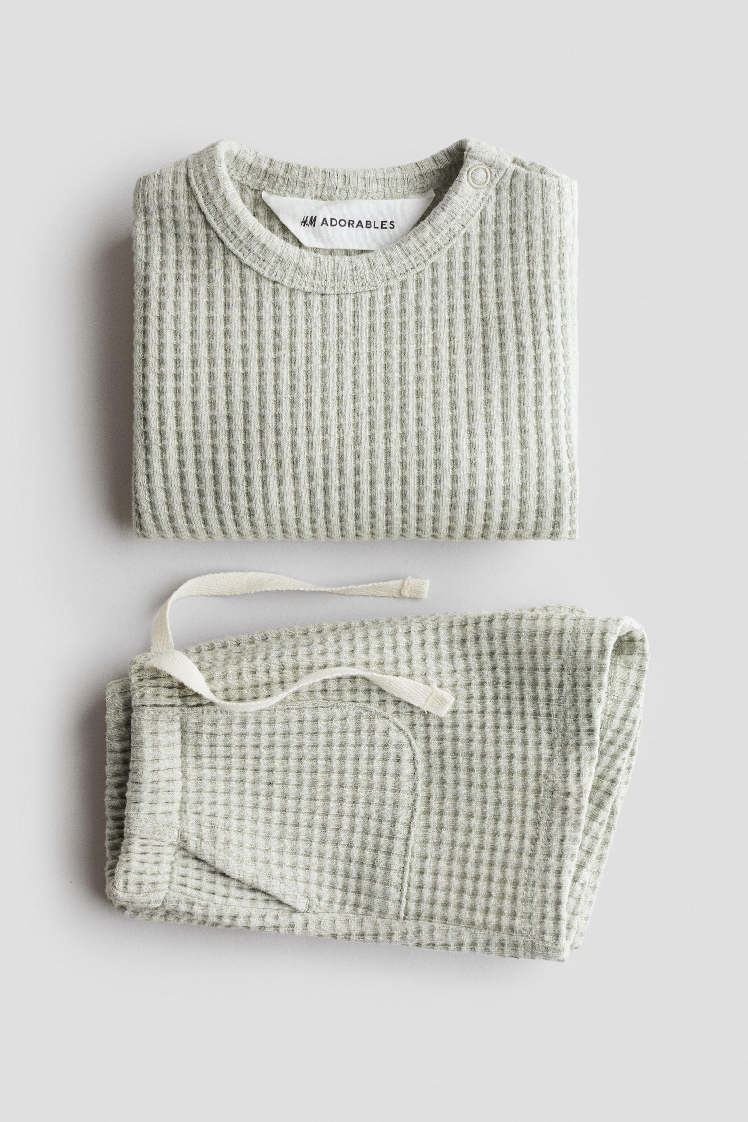 Ensemble 2 pièces en coton gaufré - Vert clair - 4