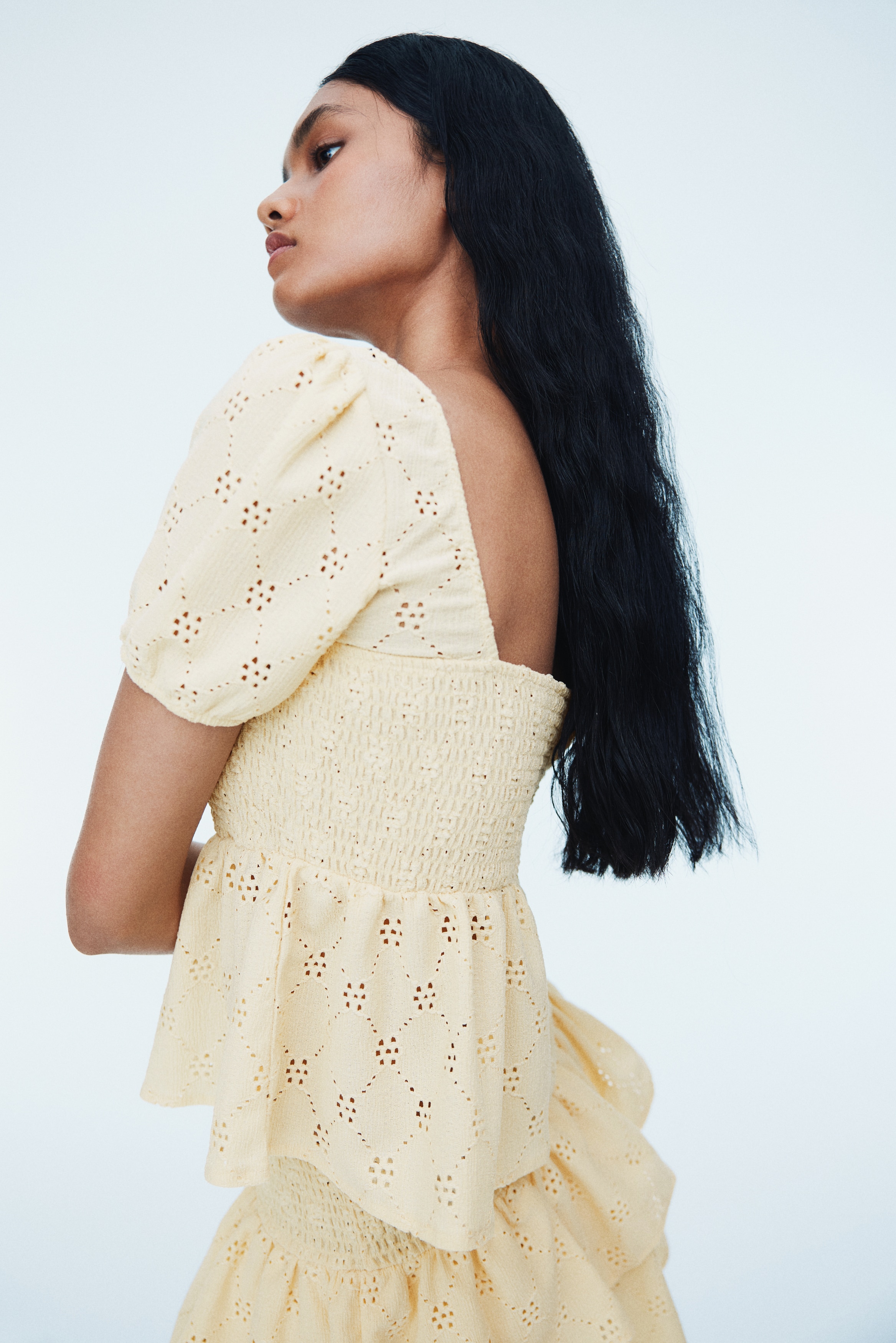 Smocked peplum blouse