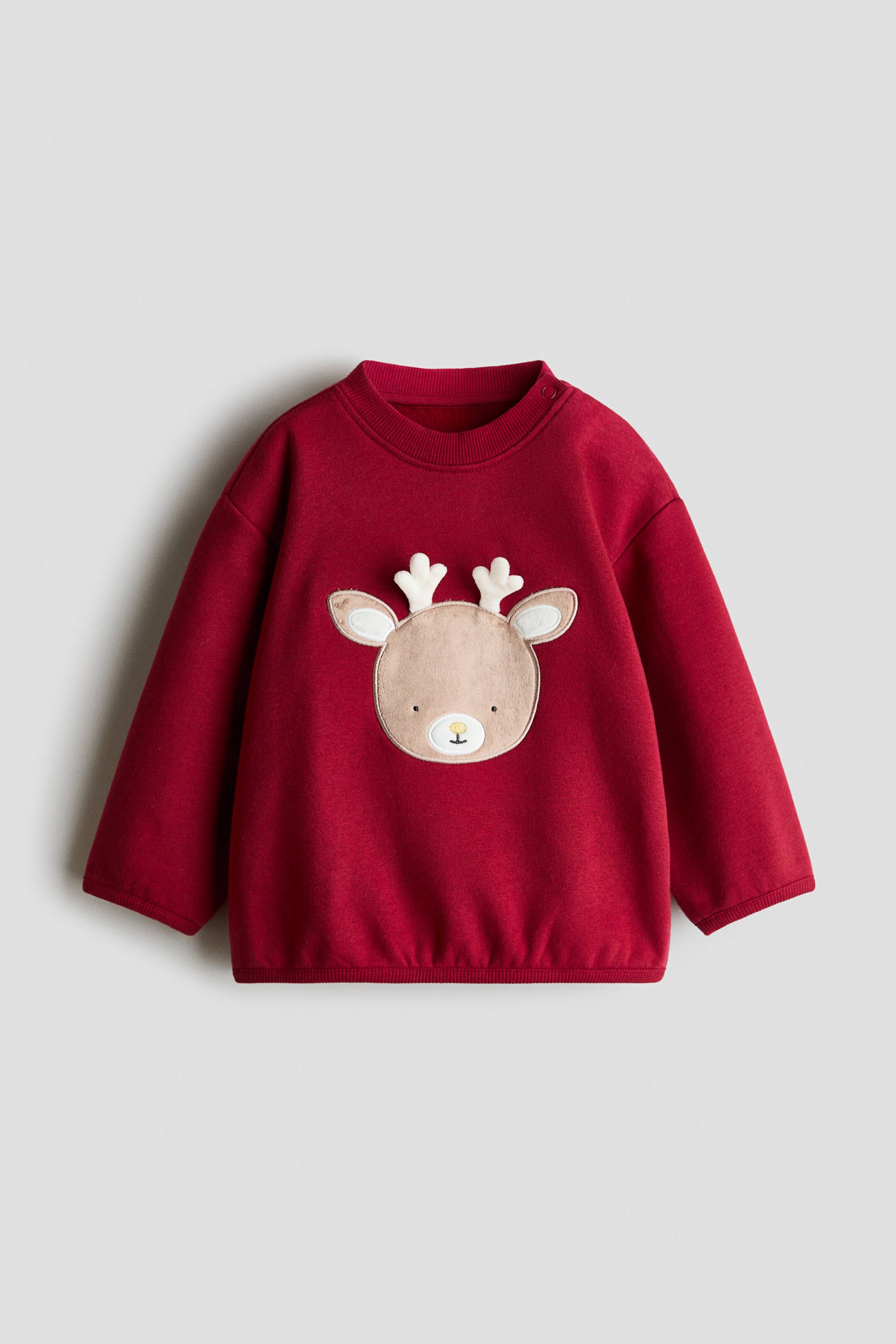 View larger image: Motif-detail sweatshirt - Red/Reindeer - Kids | H&M 1