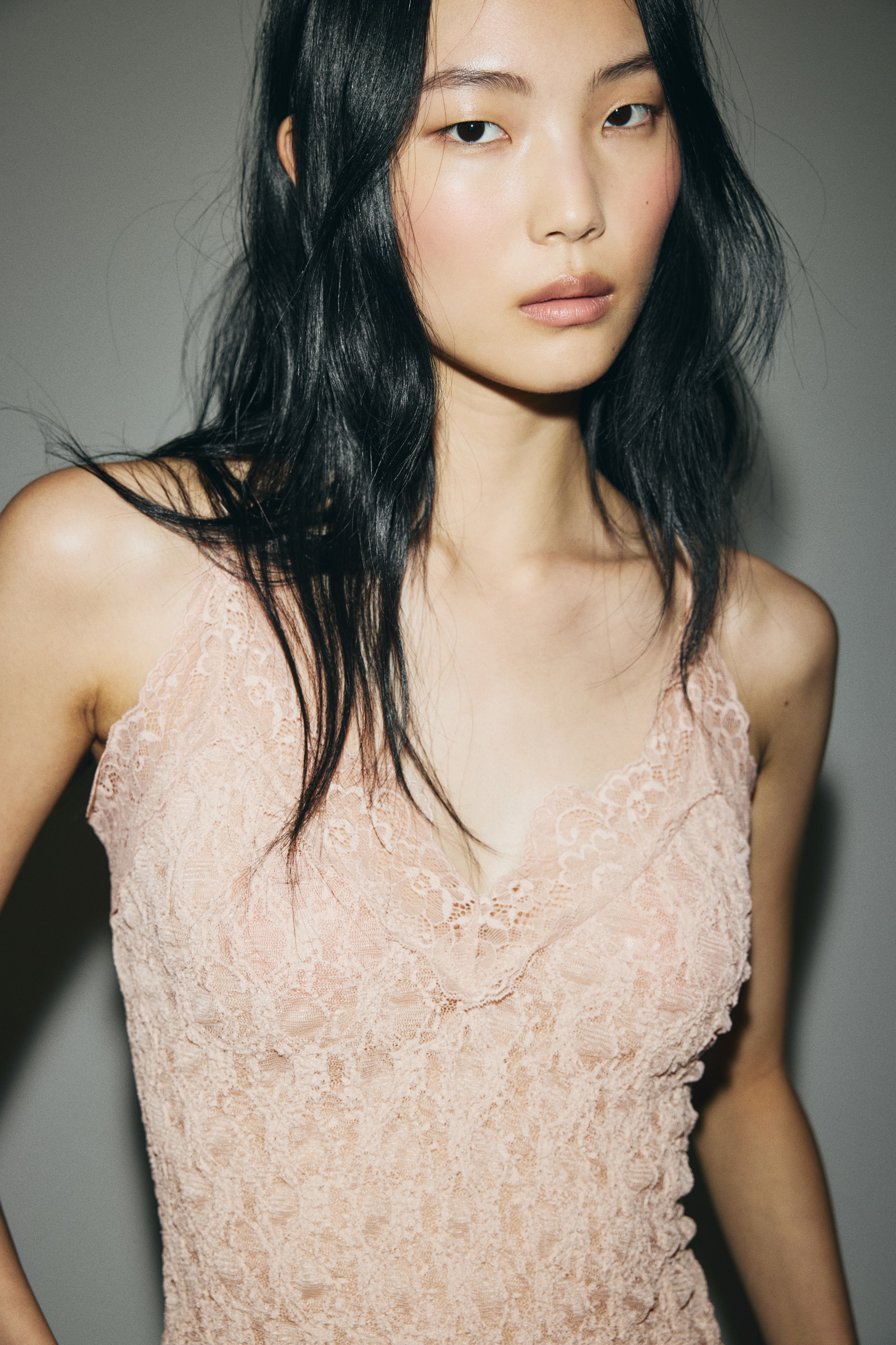 Lace-trimmed strappy top