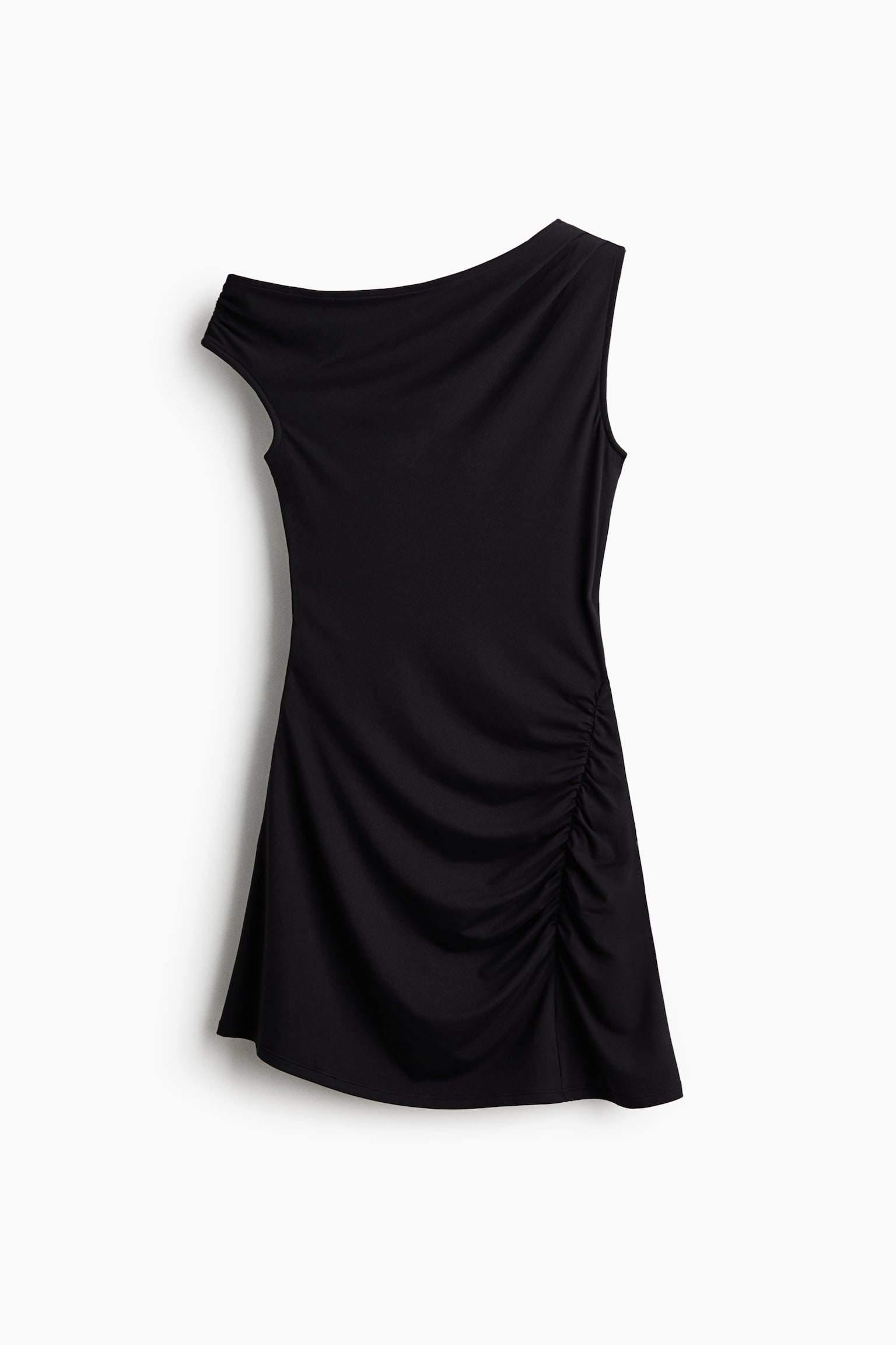 Váy lệch vai may nhún vải - Màu đen/Màu nâu đậm/Màu be nhạt