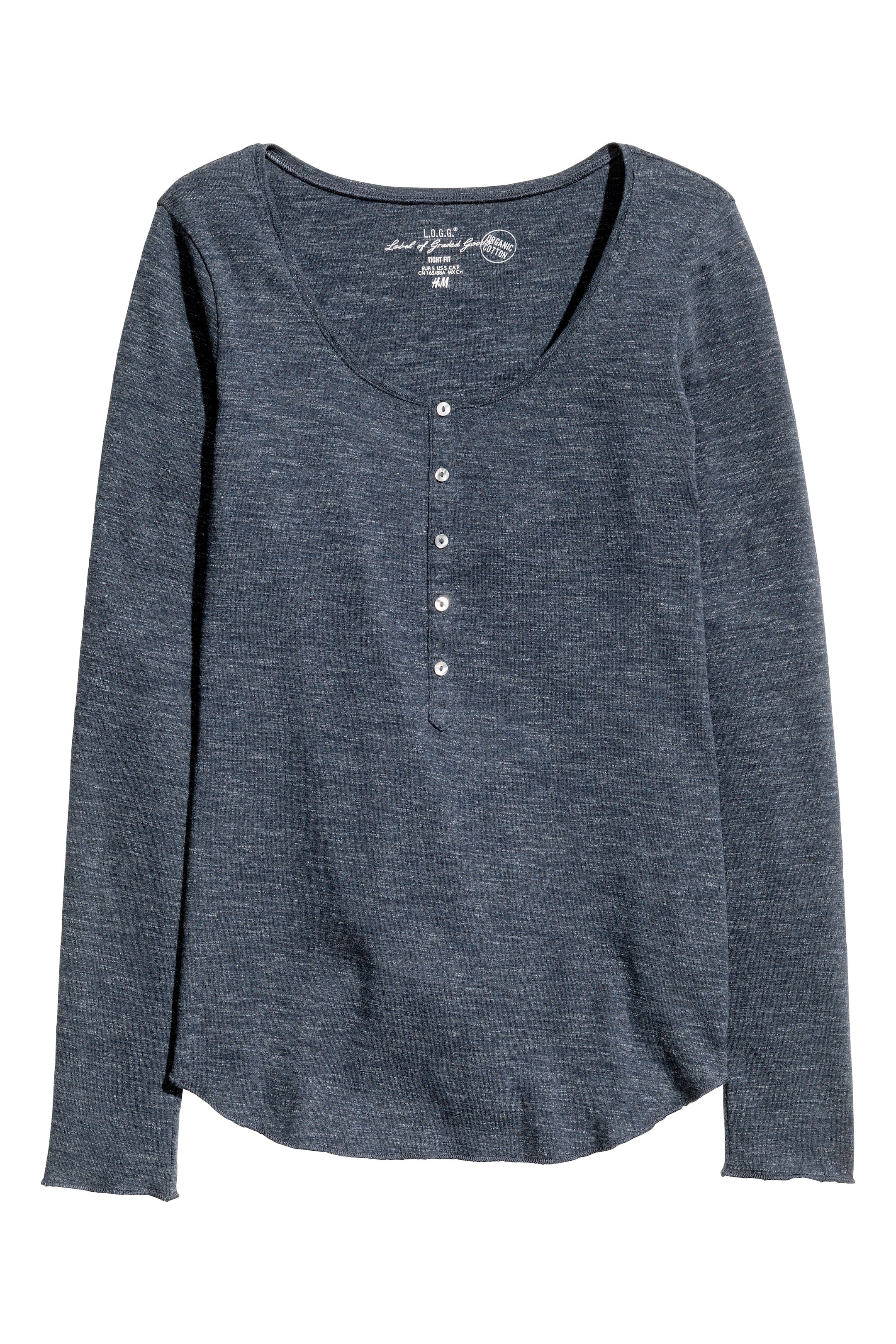 View larger image: Jersey top with buttons - Dark blue marl - Ladies | H&M GB 1