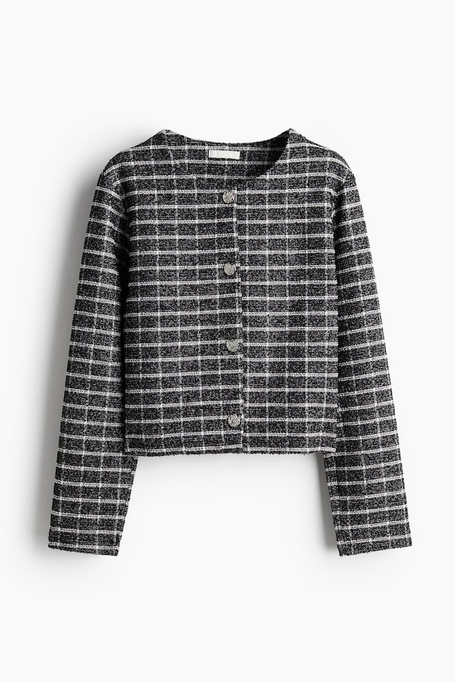 Gilet scintillant en jersey texturé - Noir/carreaux - 1