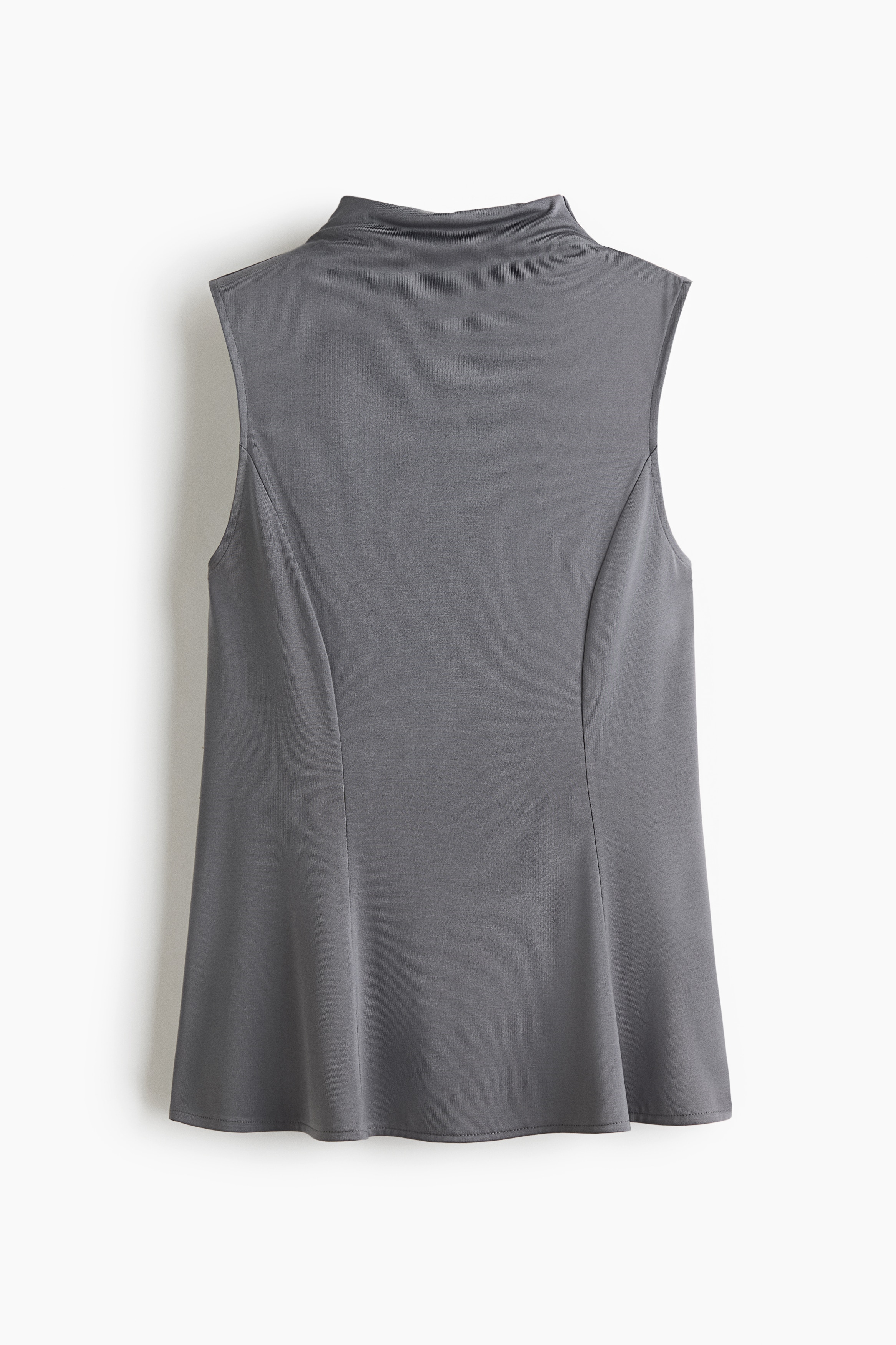Modal-blend turtleneck top - Dark grey/Dark brown