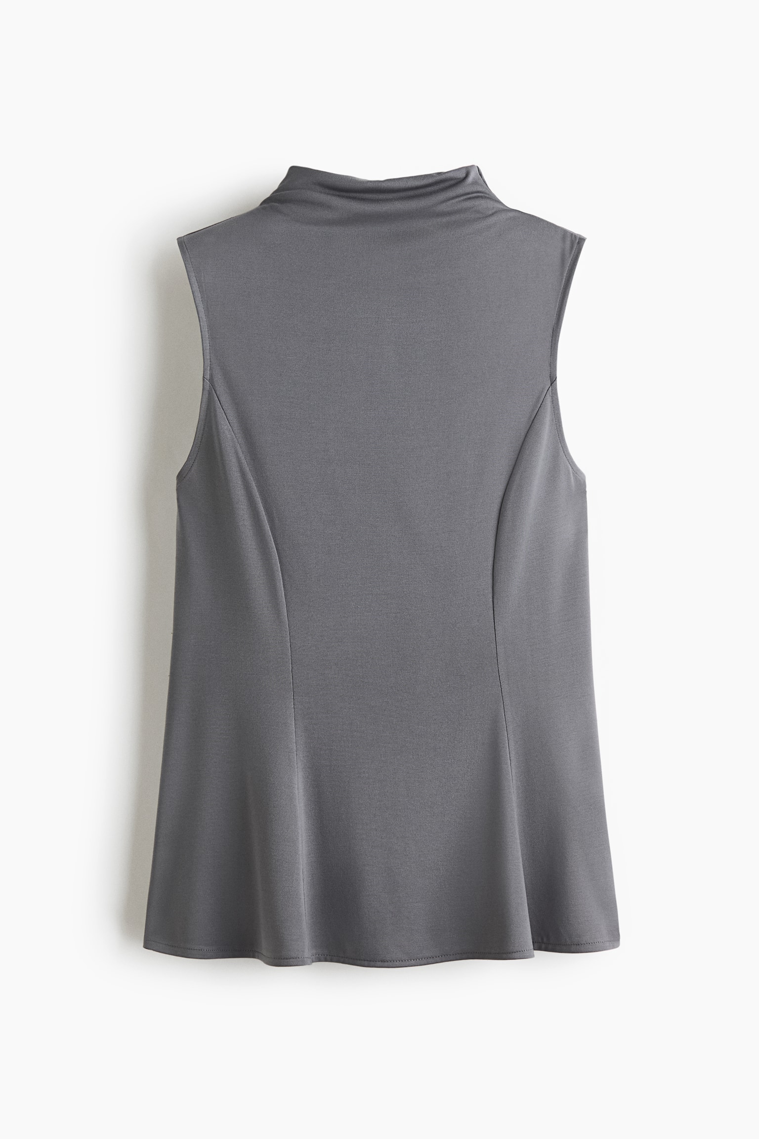 Modal-Blend Mock Turtleneck Top - Dark gray/Dark brown - 1