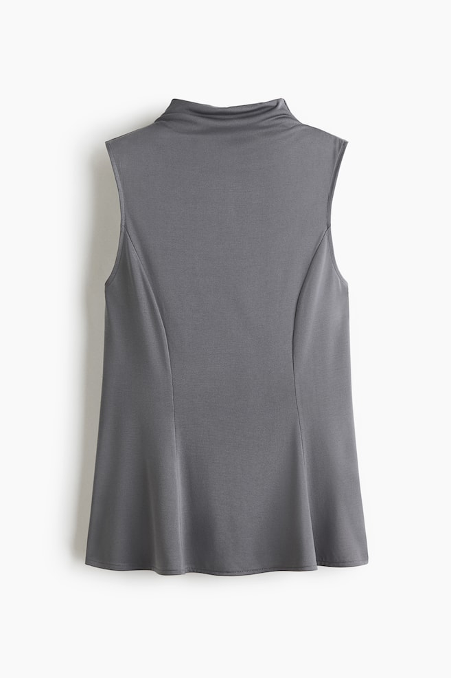 Modal-Blend Mock Turtleneck Top - Dark gray/Dark brown - 1