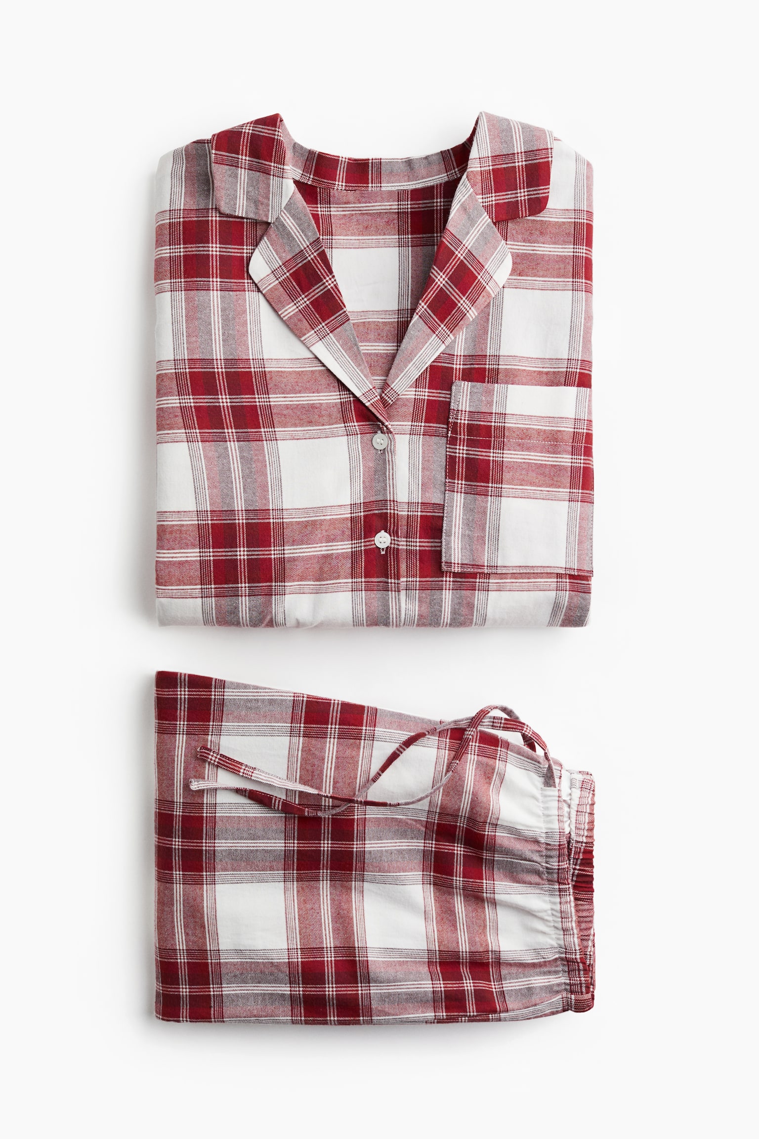 Flannel pyjamas - White/Red checked/Dark red/Checked/White/Checked/Light dusty pink/Striped/Light blue/Striped - 6