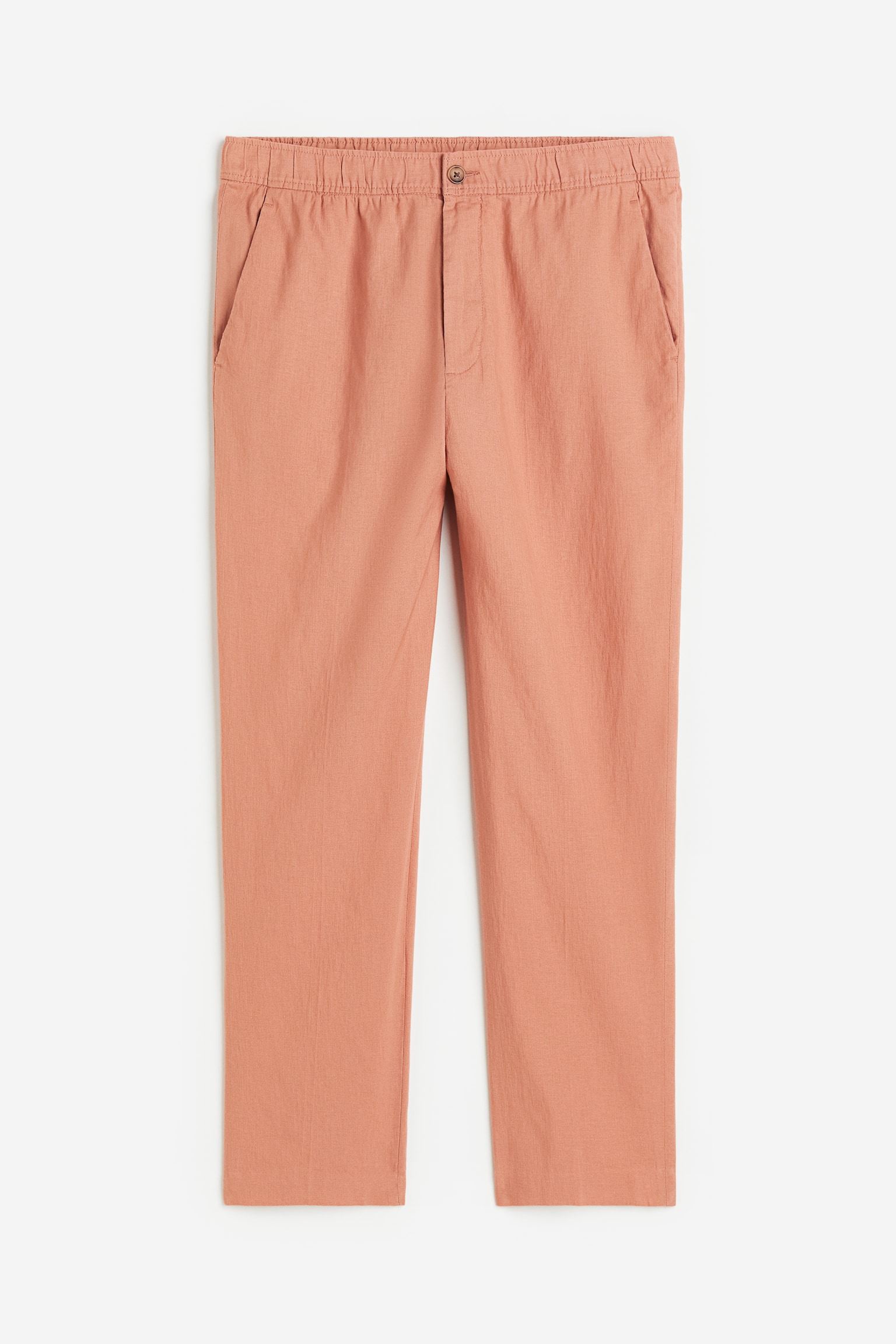 Regular Fit Linen Mix Pants - Salmon pink/Light beige/White/Blue/Black/Light green beige - 1