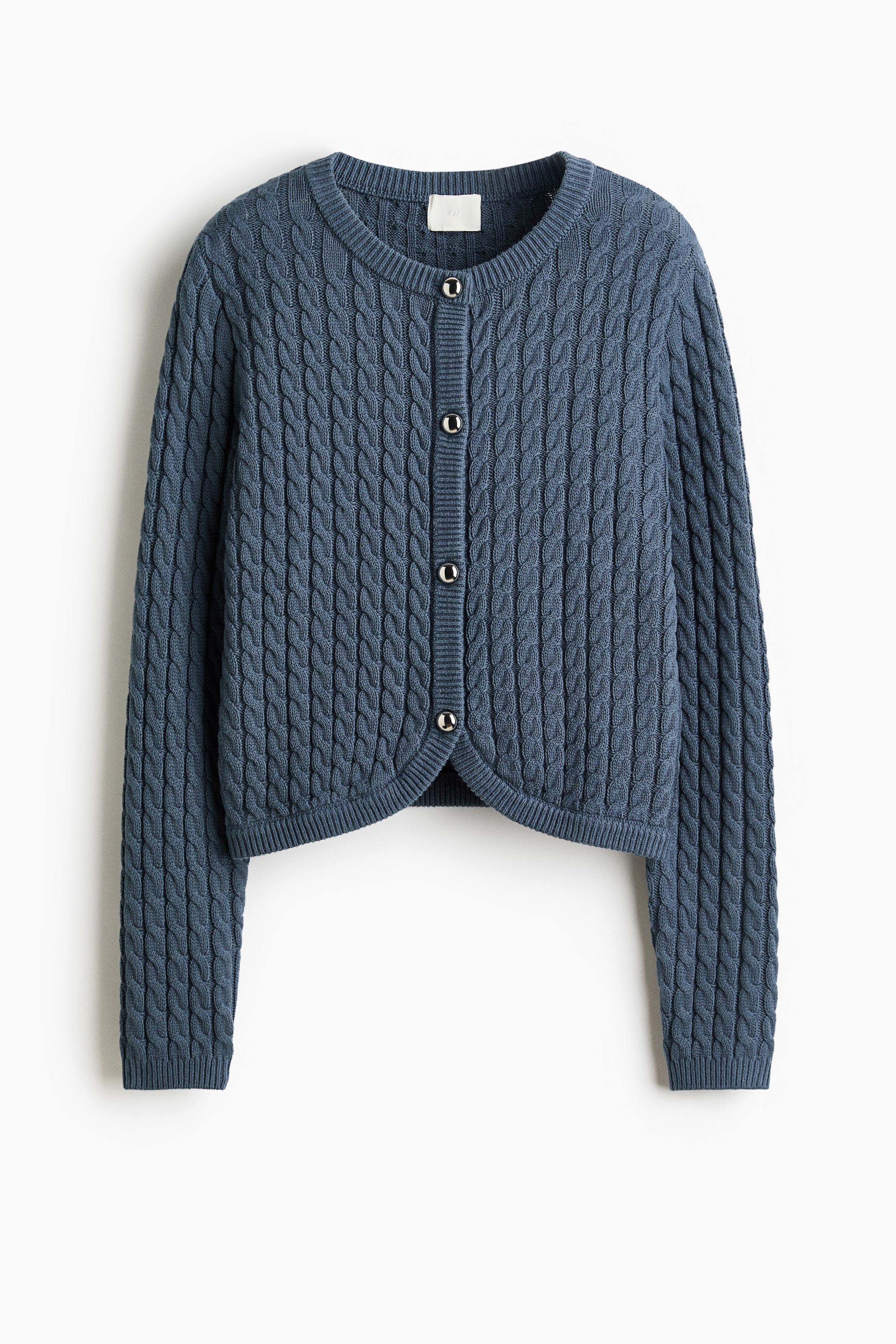 Áo cardigan dệt vặn thừng - Màu xanh dương khói/Black