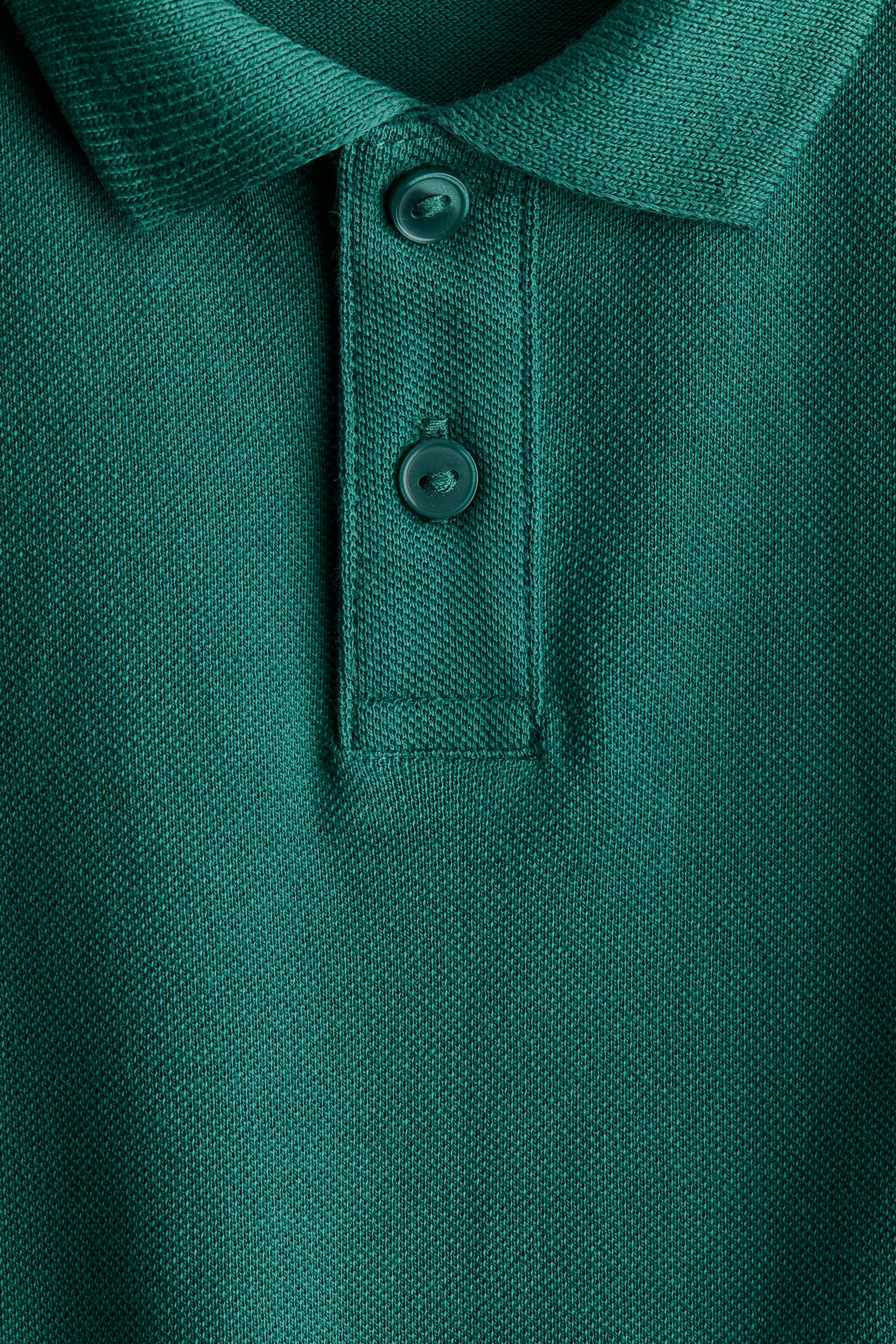 Детское поло H&M Cotton Piqué Polo Shirt, цвет: Тёмный зелёный — фото 2