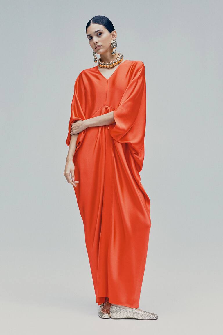 Satin Kaftan Dress