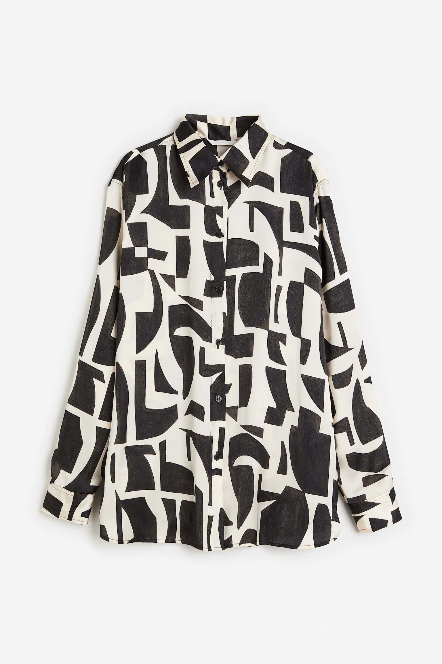 Blouse oversize - Crème/motif noir/Jaune/batik