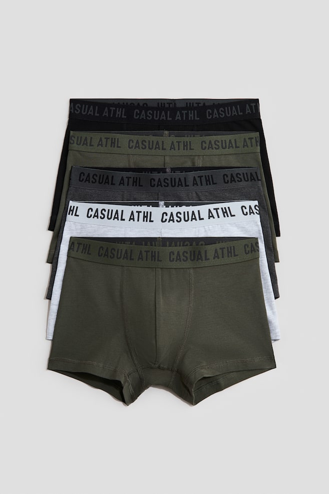 Set van 5 katoenen boxershorts - Trunk - Kakigroen/grijs gemêleerd/Zwart/Casual ATHL/Dusty blauw/grijs gemêleerd/Grijs gemêleerd/donkergrijs - 1