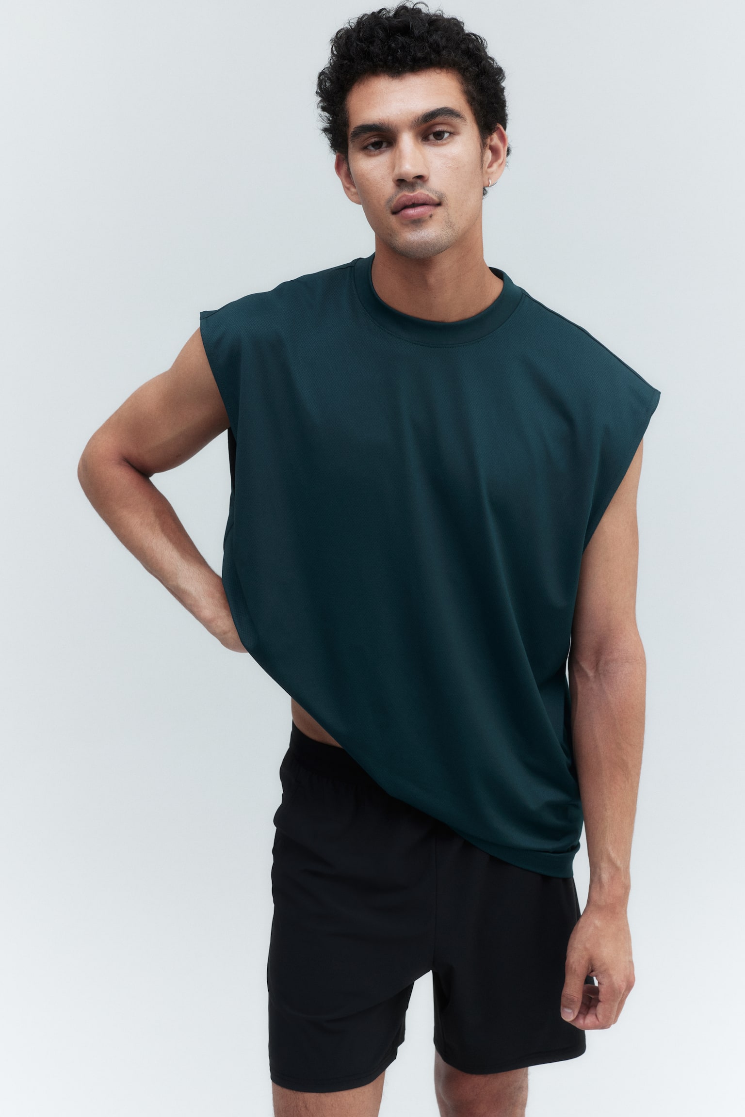 Loose Fit Sports vest top in DryMove™ - Dark green/Black - 5