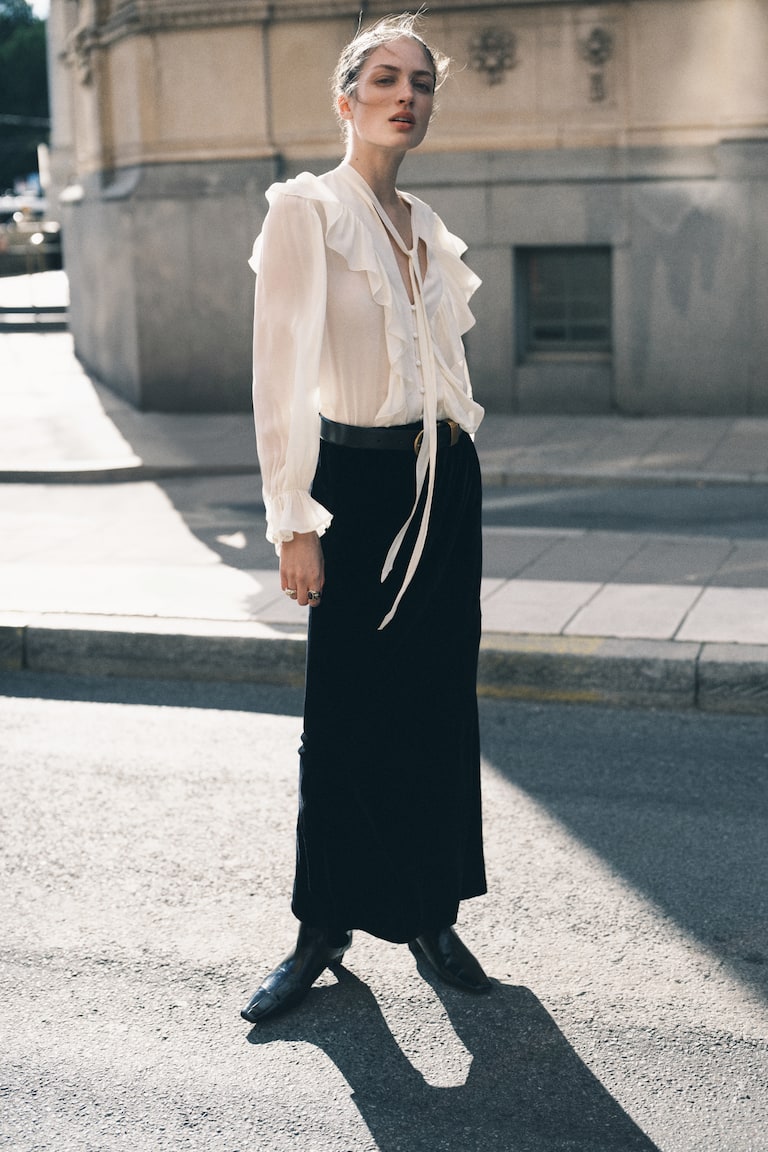 Velvet maxi skirt