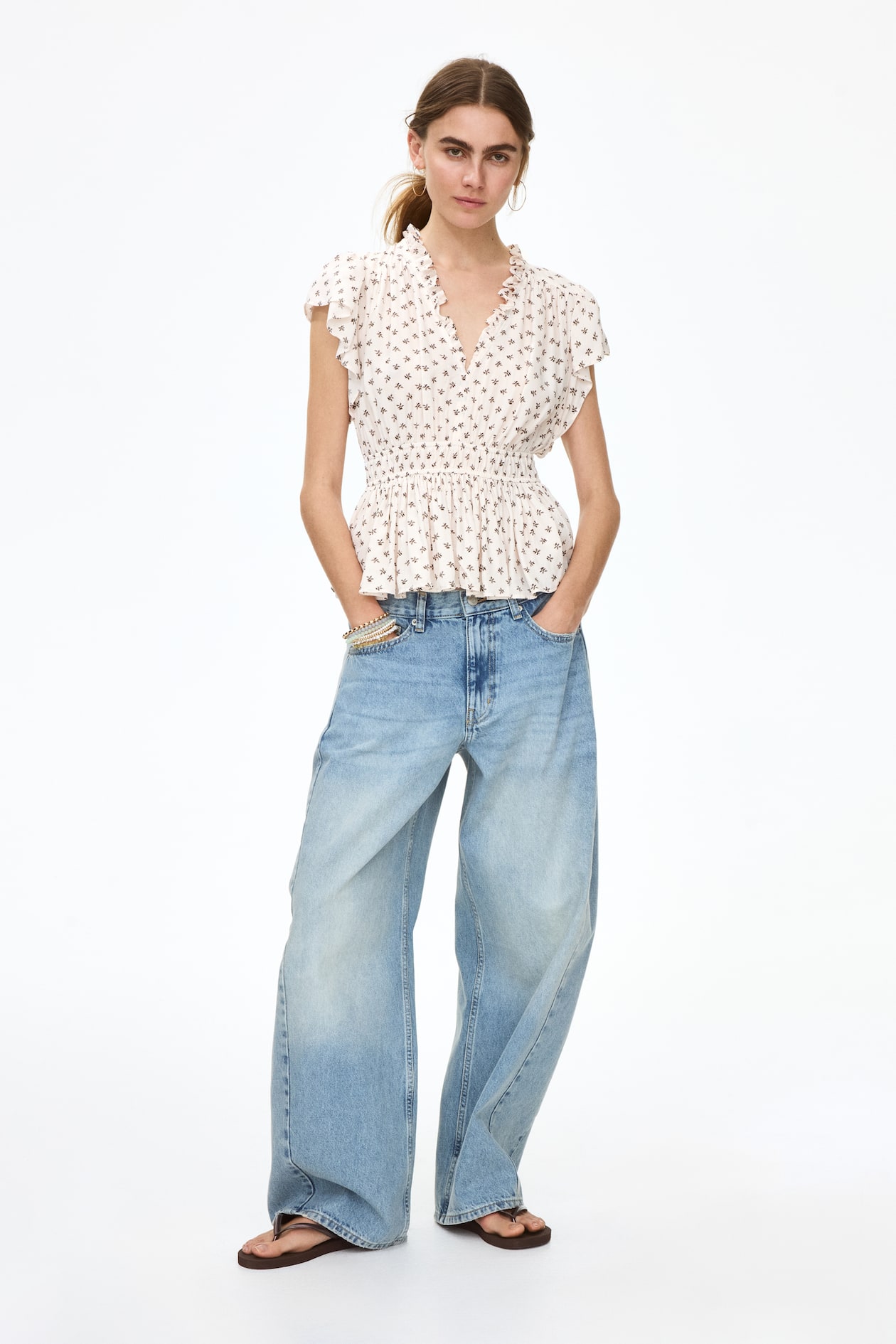 Flutter-Sleeved Peplum Blouse - image 3