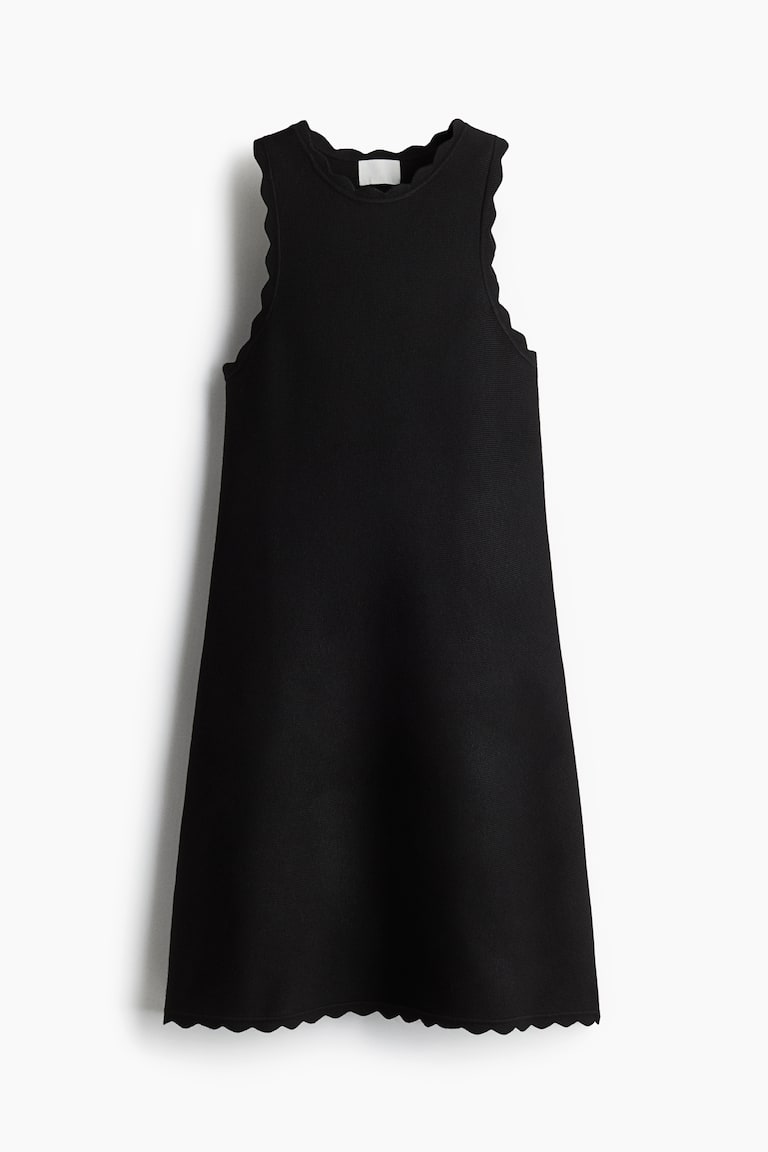 black scalloped dress THE SCALLOP MINI DRESS in Black Textured Cotton Black Textured Cotton / 2023SP419 BTC / 3