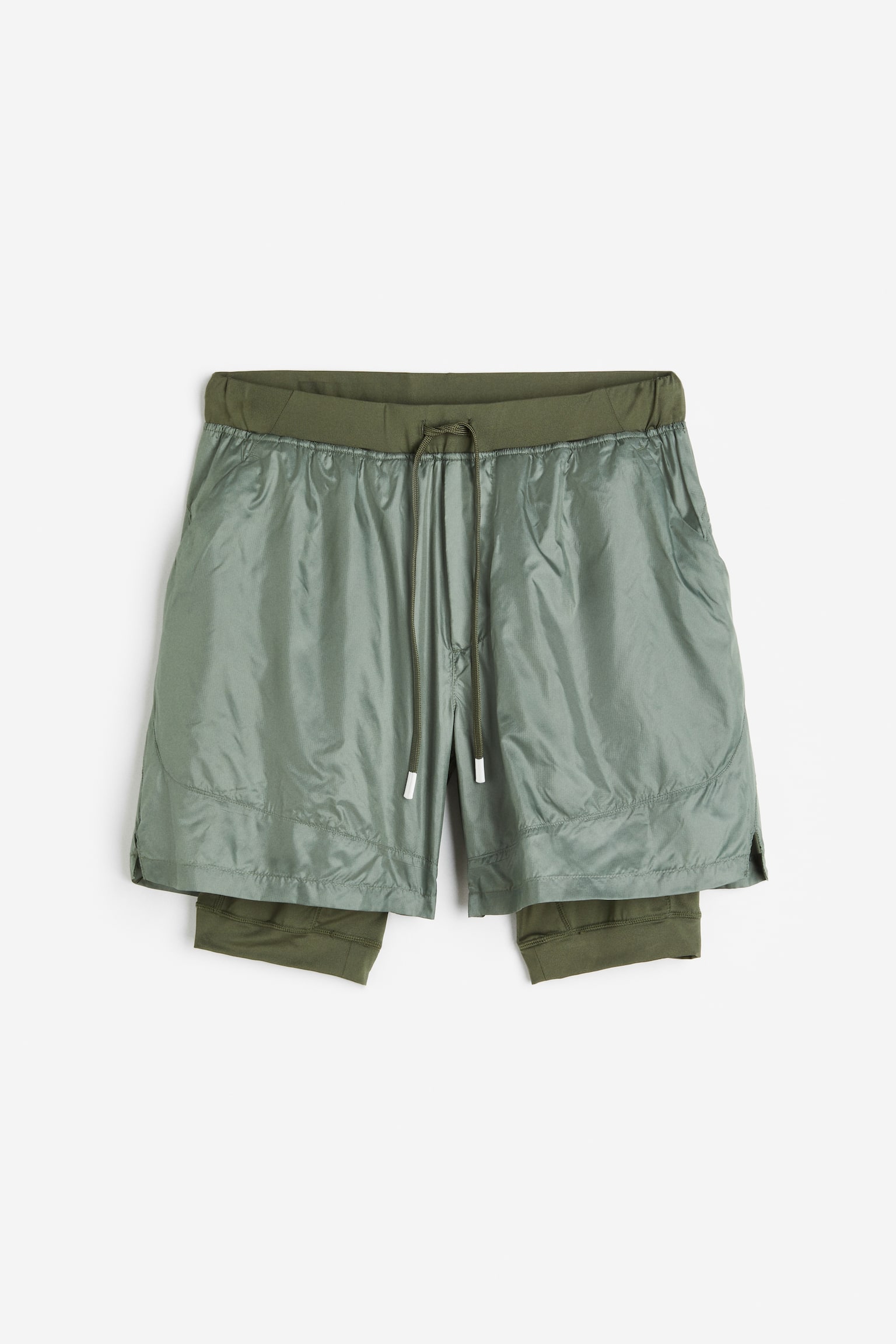 Windproof Double Layer Running Shorts - Sage green/Khaki green/Black/Light grey/Grey - 1