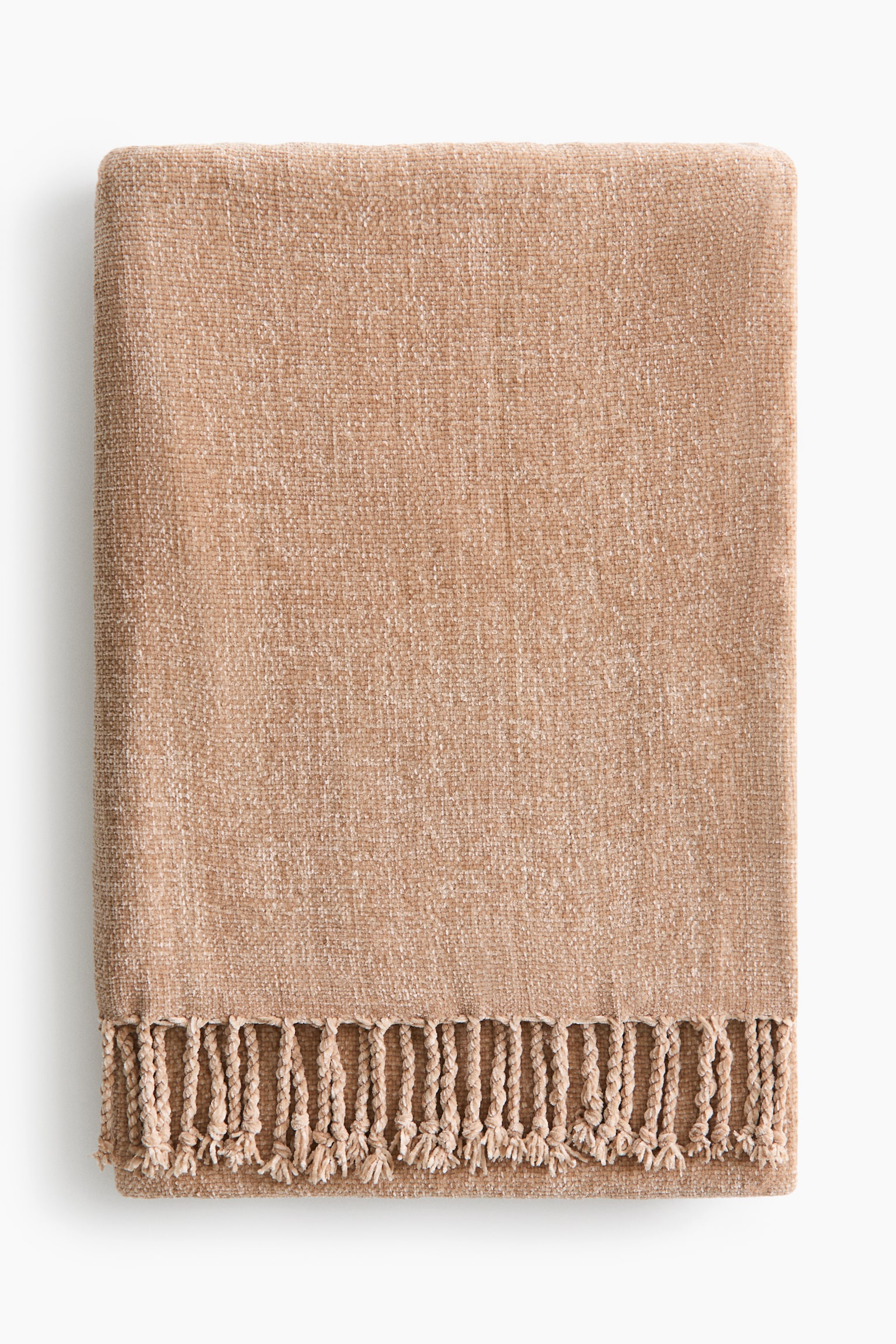 Chenille blanket - Beige marl/Dusty blue - 1