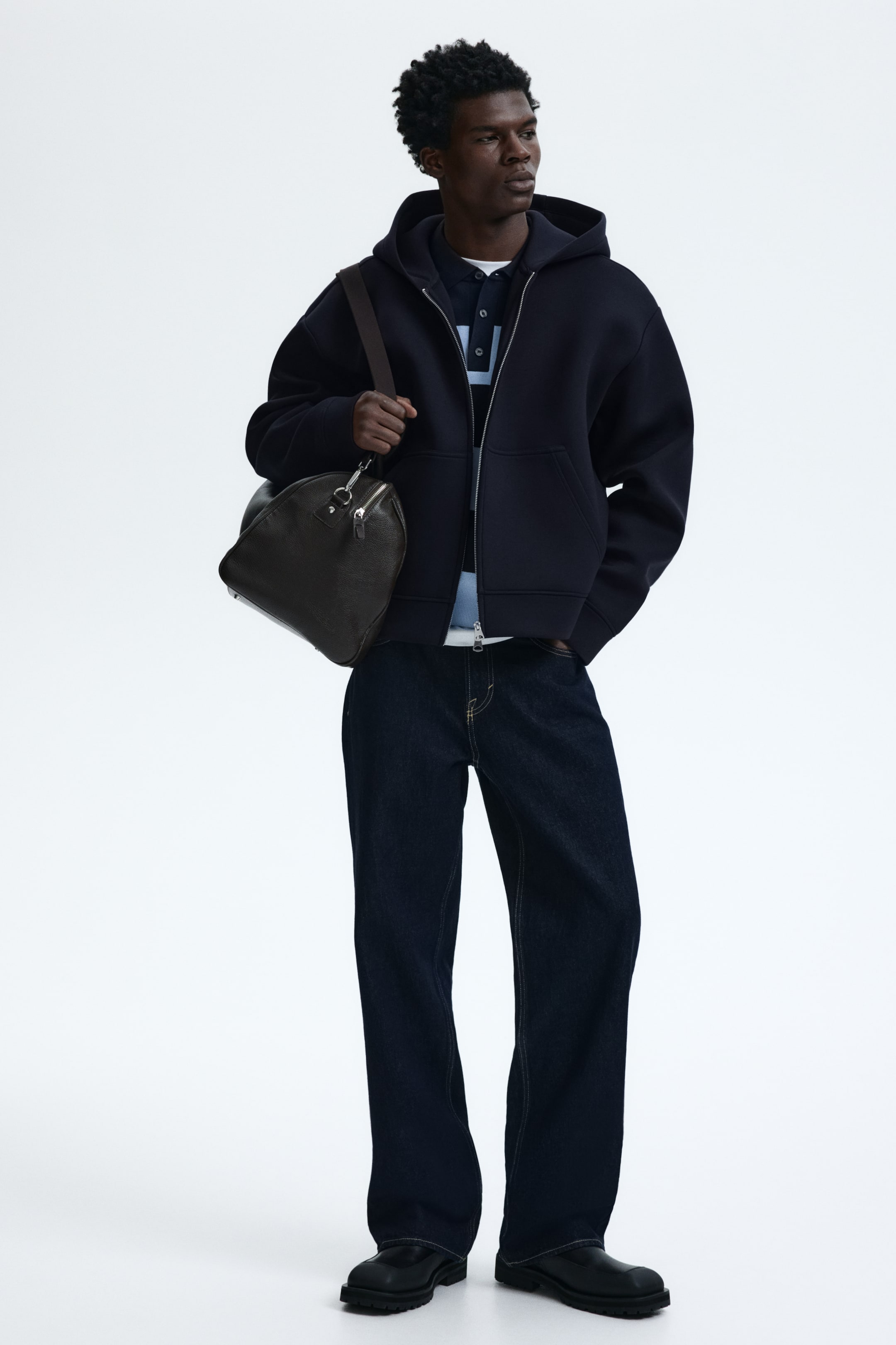 View larger image: Loose Fit Zip-through hoodie - Dark blue - Men | H&M IN 2