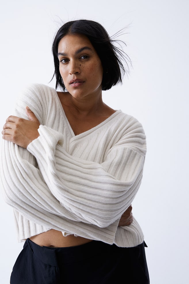 Rib-knit jumper - Natural white - 6