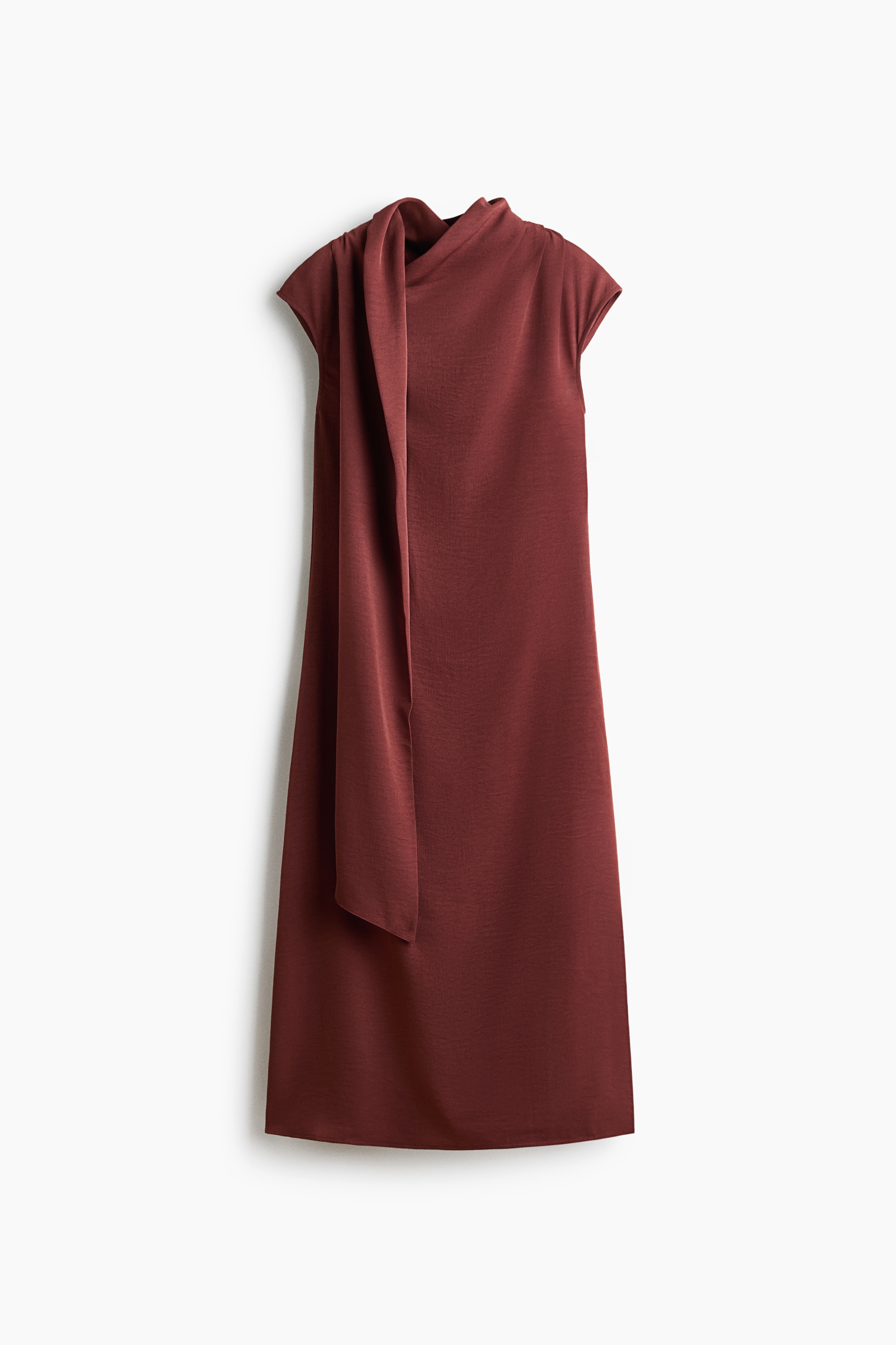 Scarf-Detail Dress - Rust red