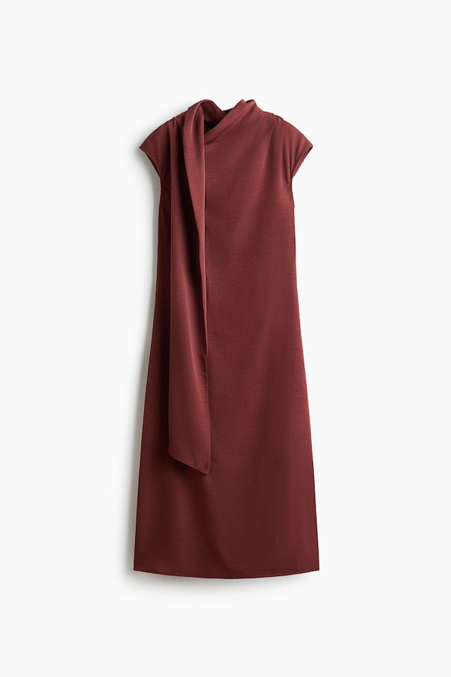 Scarf-detail dress - Rust red - 1