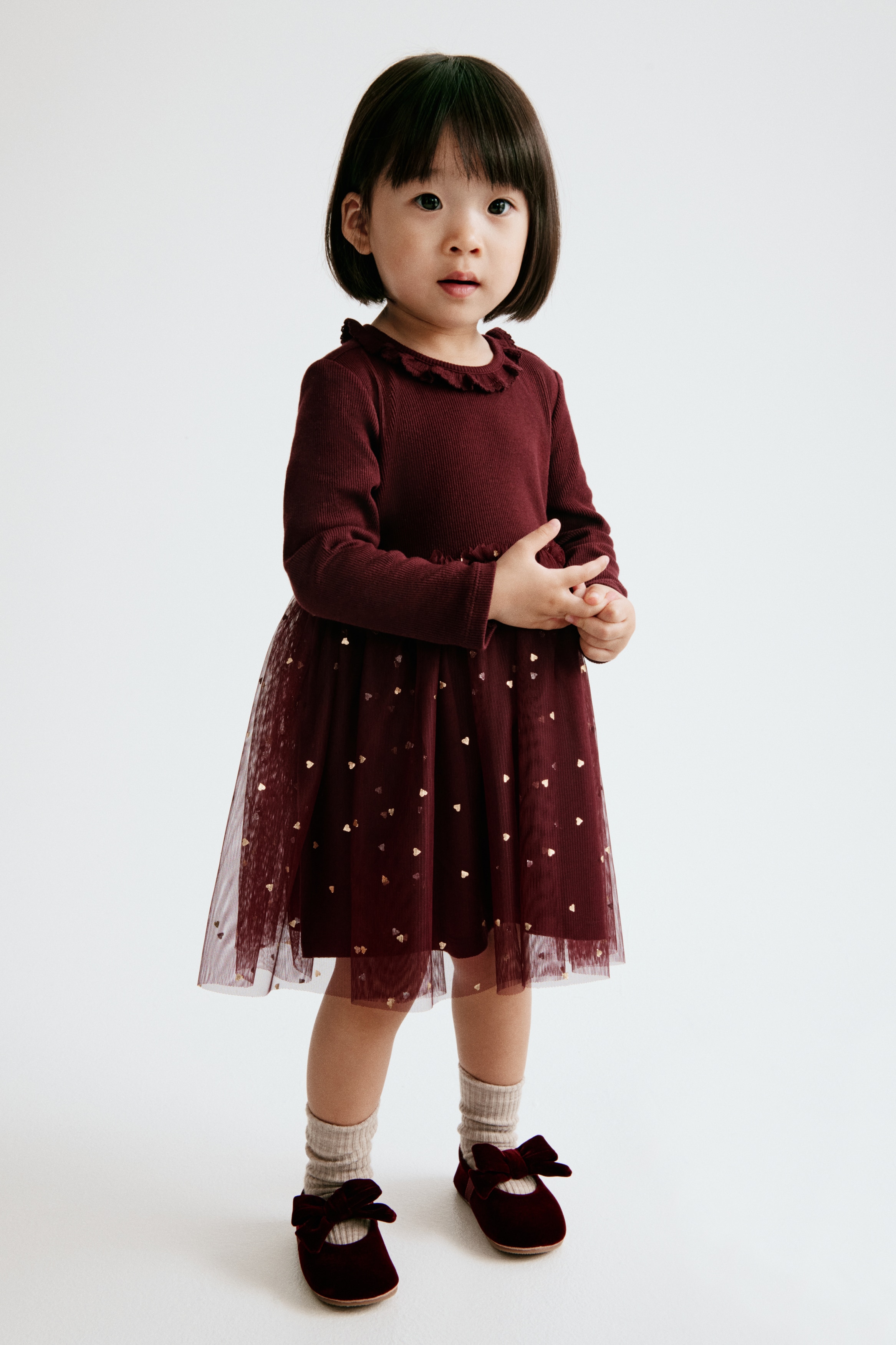 Cotton Dress with Tulle Skirt