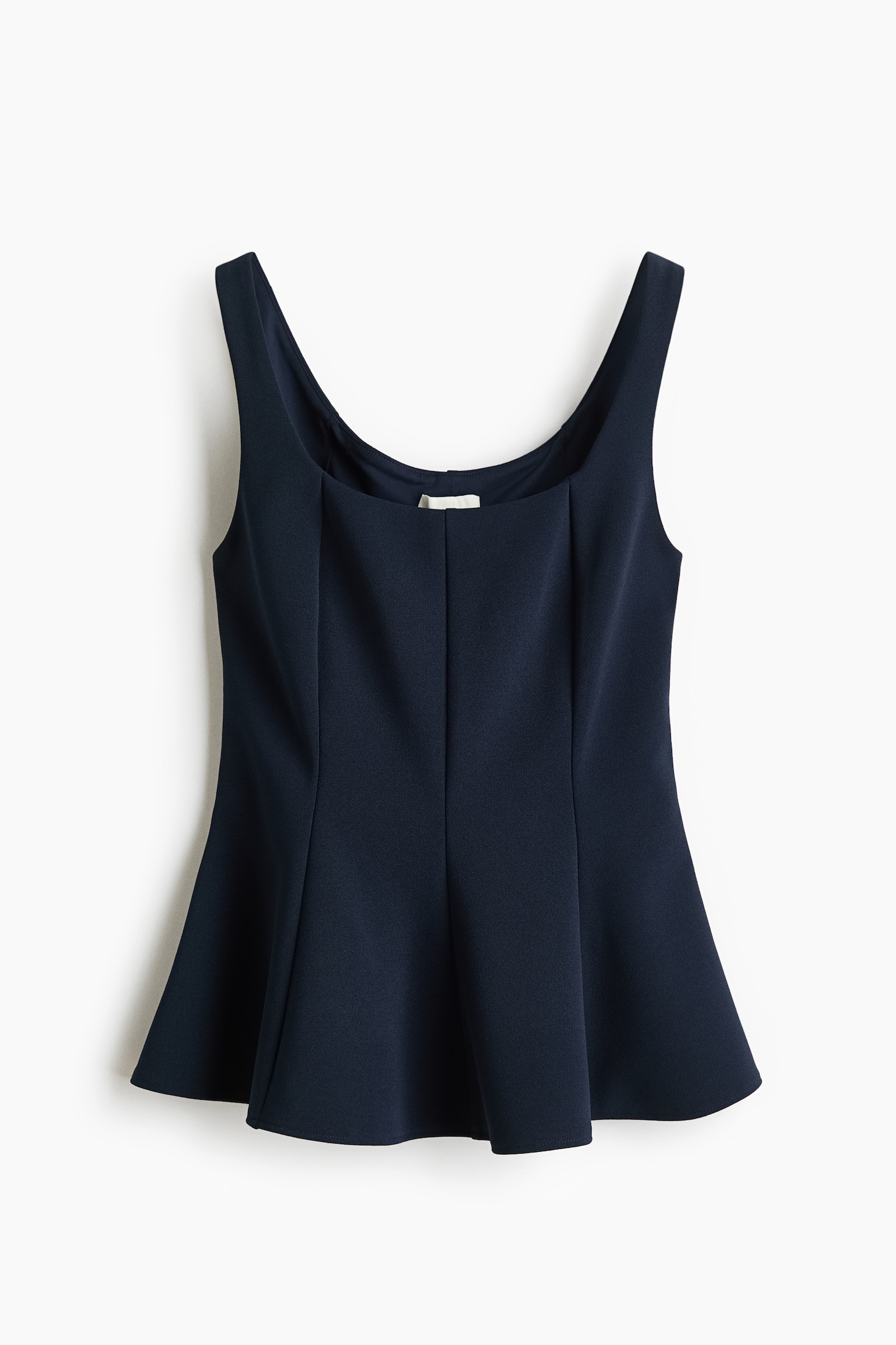 Sleeveless Peplum Top - Navy blue/Blue/Cream