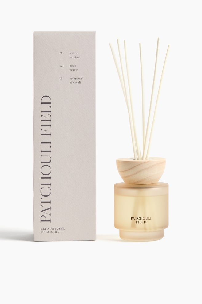 Frosted-glass reed diffuser - Patchouli Field/Salt Ritual/Hinoki Woods/Lavender Mist - 1