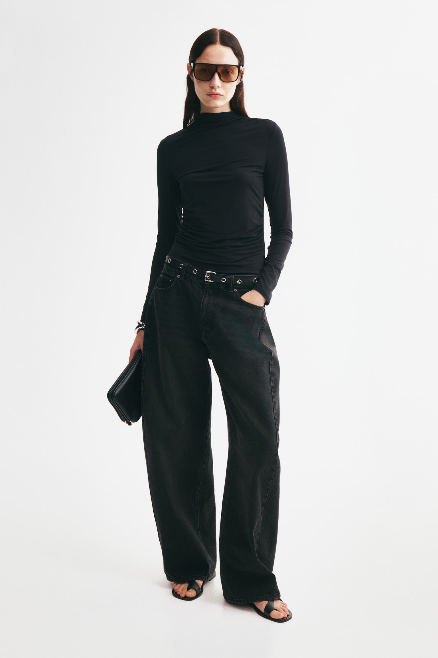 Женский топ H&M Draped Modal Top, цвет: Чёрный — фото 3