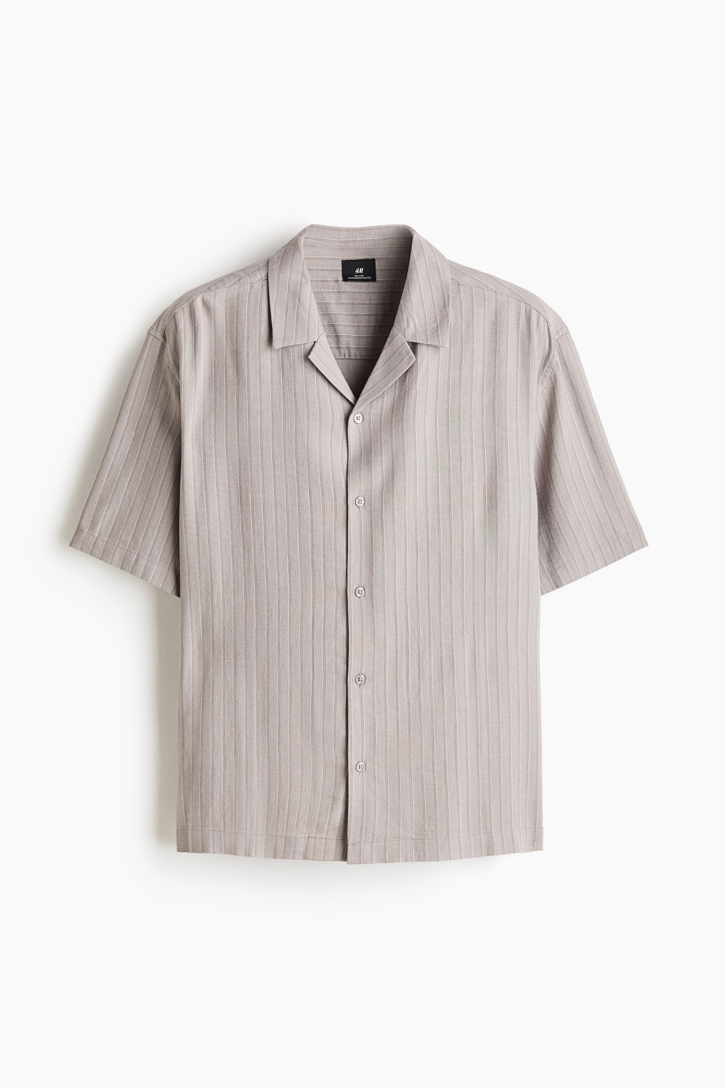 Relaxed Fit Linen-blend resort shirt - Greige/Striped/Cream/Striped